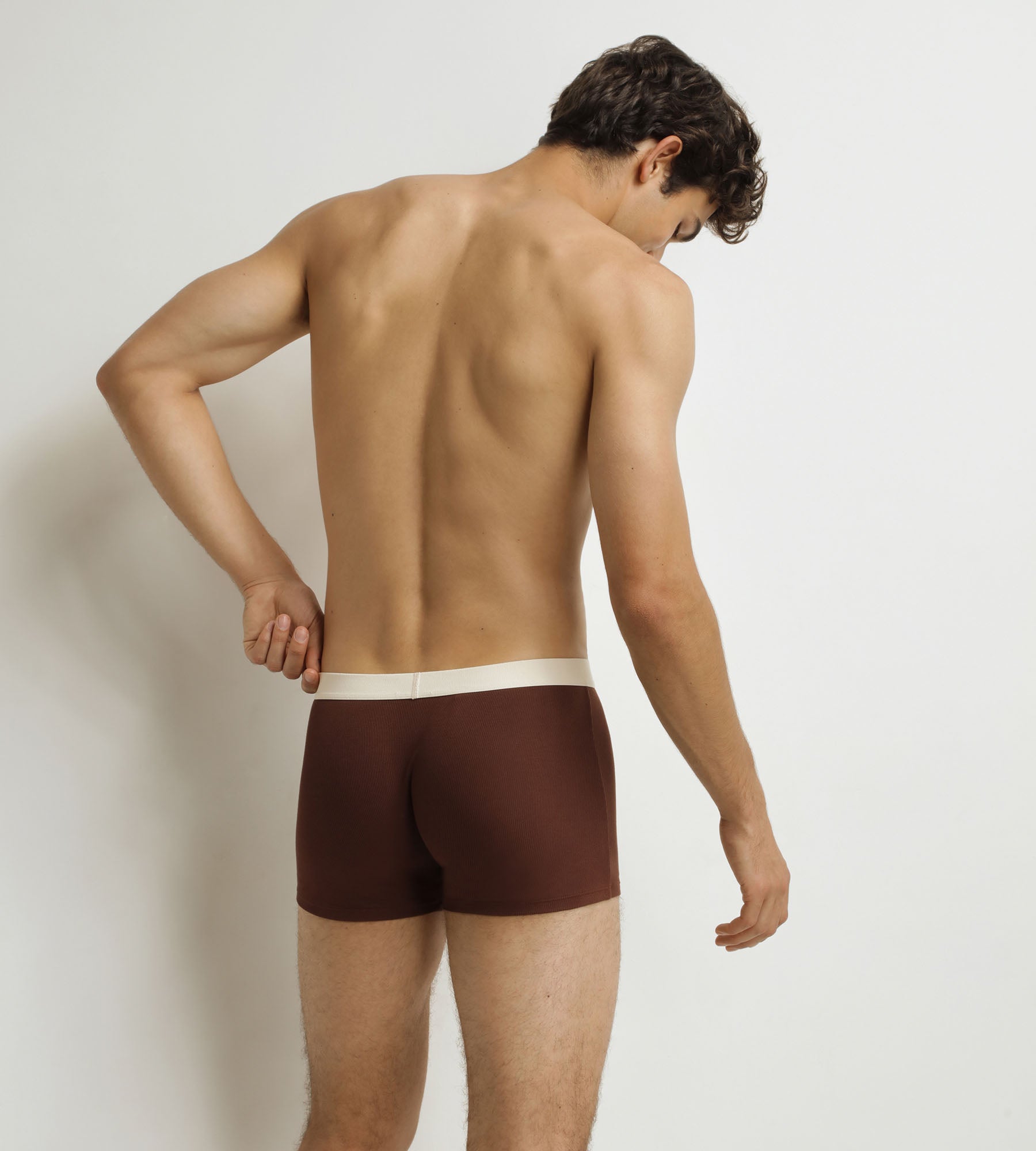 DIM Men's ribbed boxer shorts Chocolate Dim Elegant