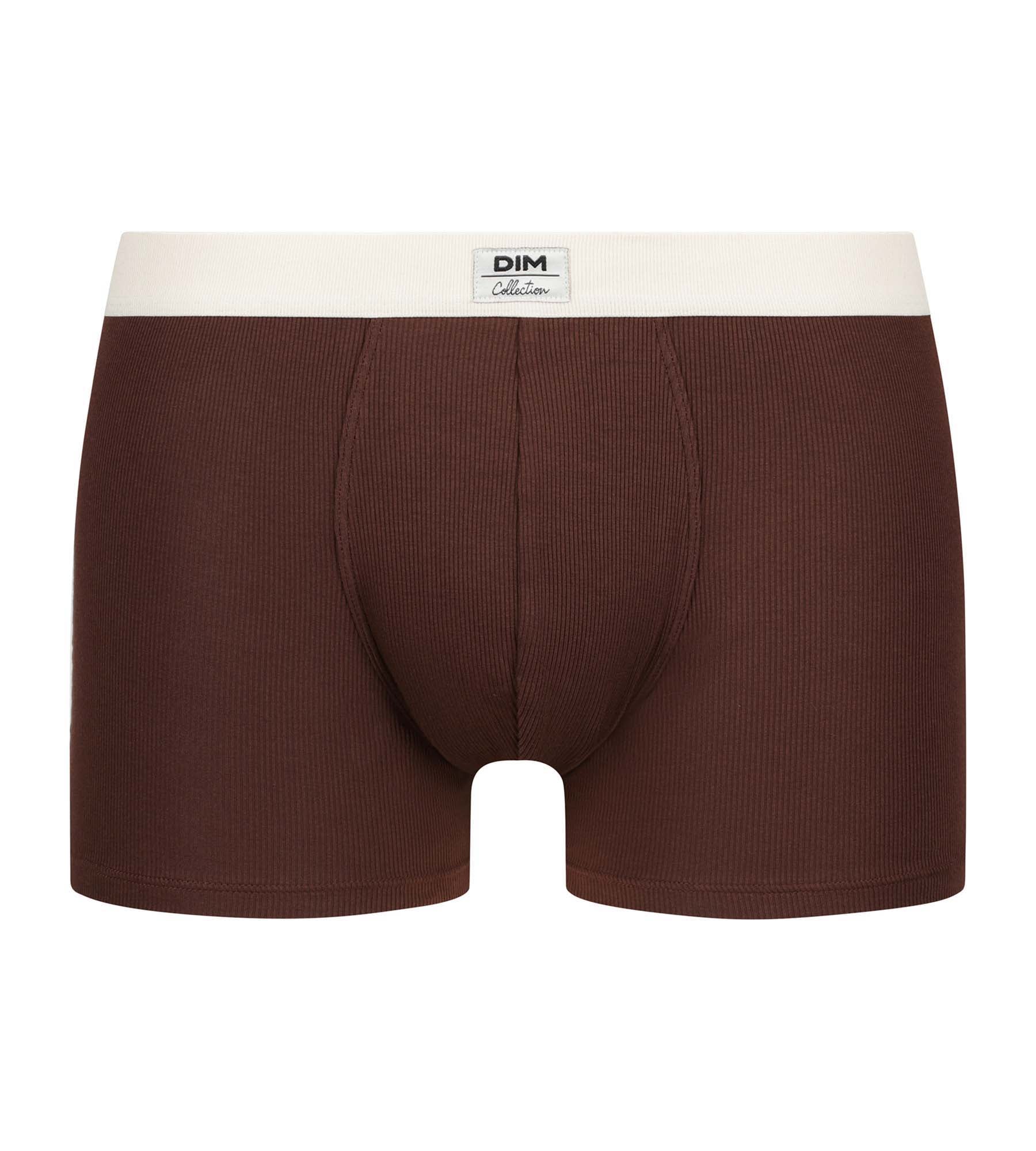 DIM Men's ribbed boxer shorts Chocolate Dim Elegant
