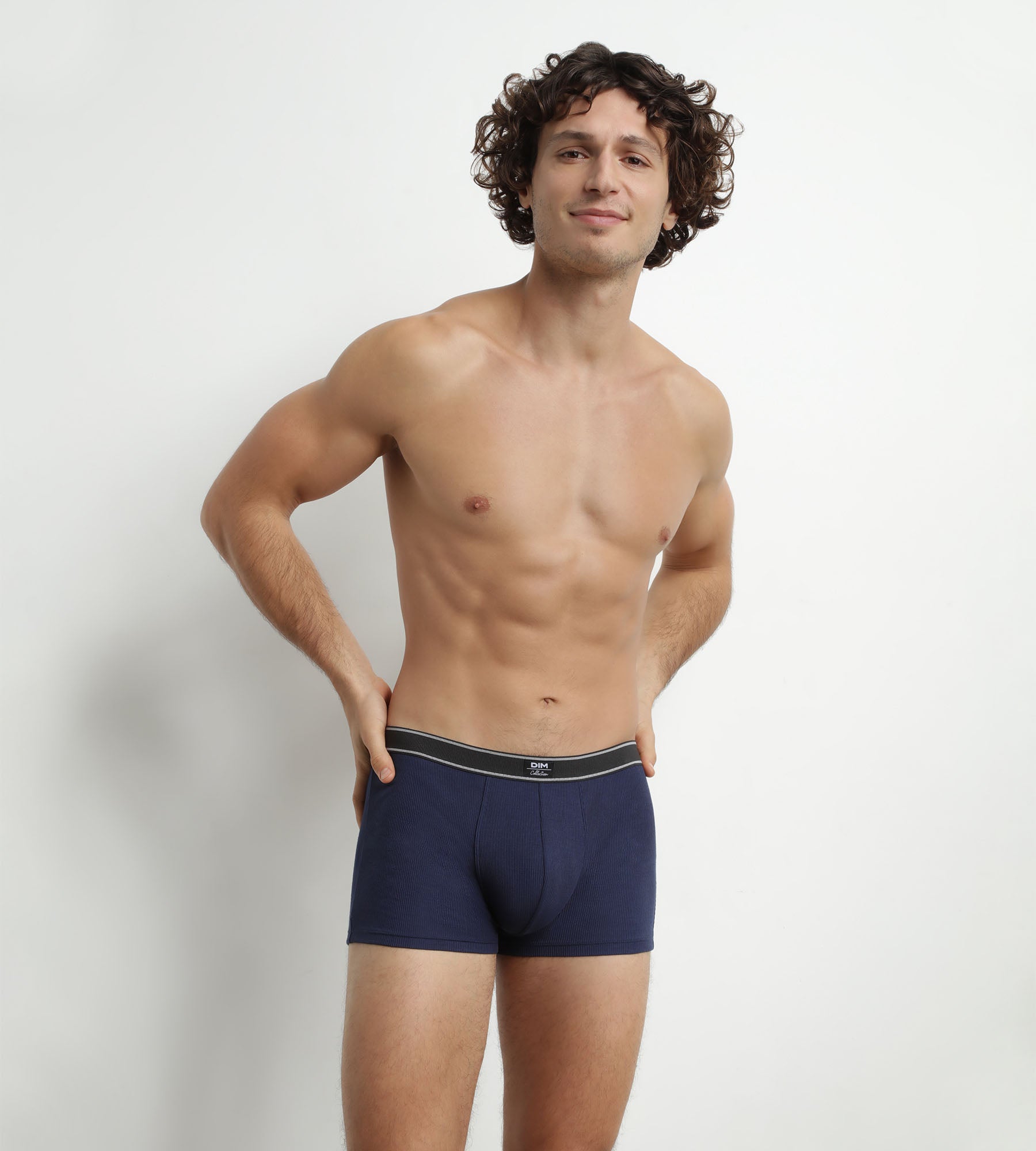 DIM Men's boxer shorts in ribbed modal cotton Dark blue Dim Elegant