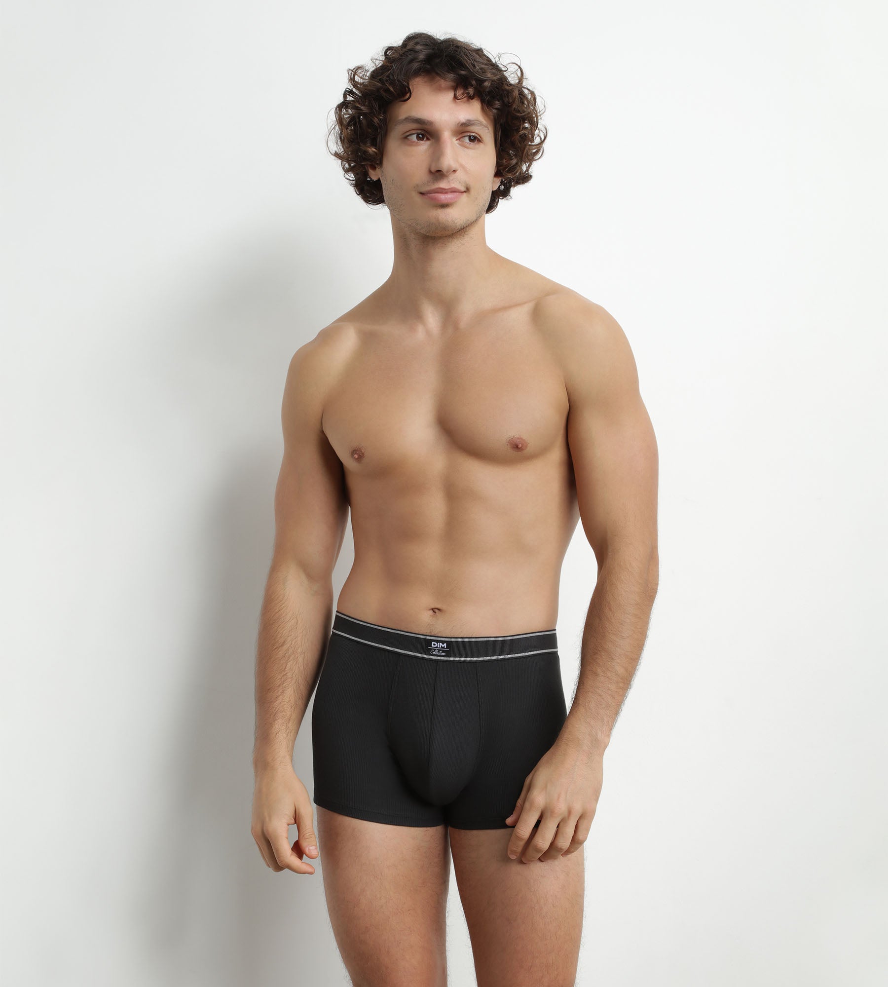 DIM Men's ribbed modal cotton boxer shorts Black Dim Elegant
