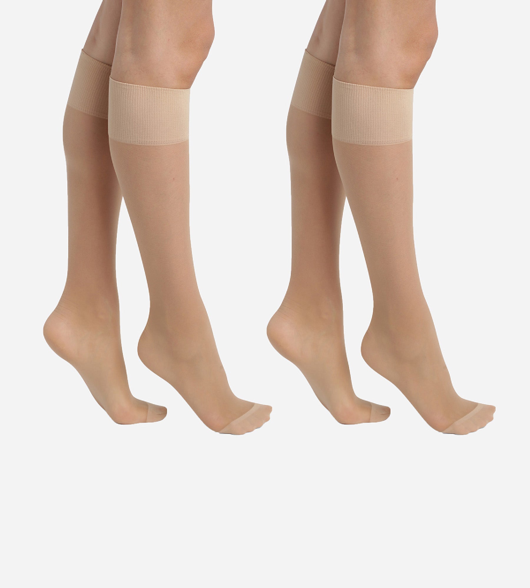 DIM Pack of 2 Beige Ultra Resist knee-high socks made of reinforced Lycra