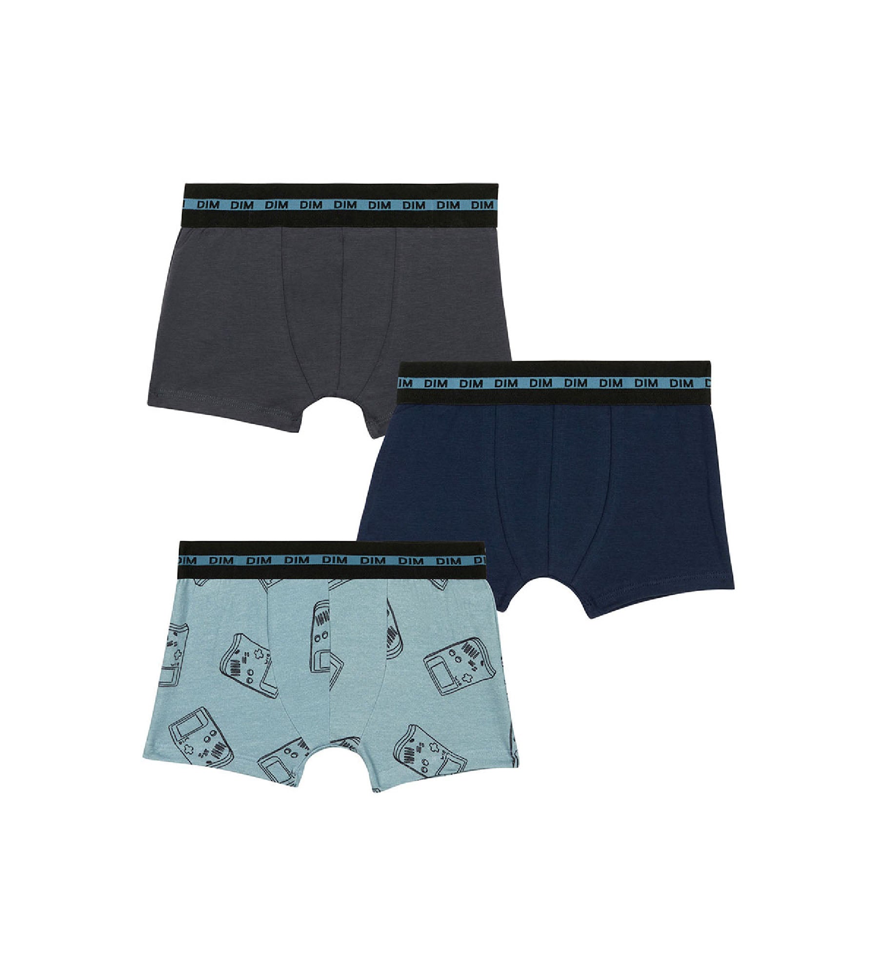 DIM Pack of 3 boy's stretch cotton gameboy pattern boxers Blue EcoDim Fashion