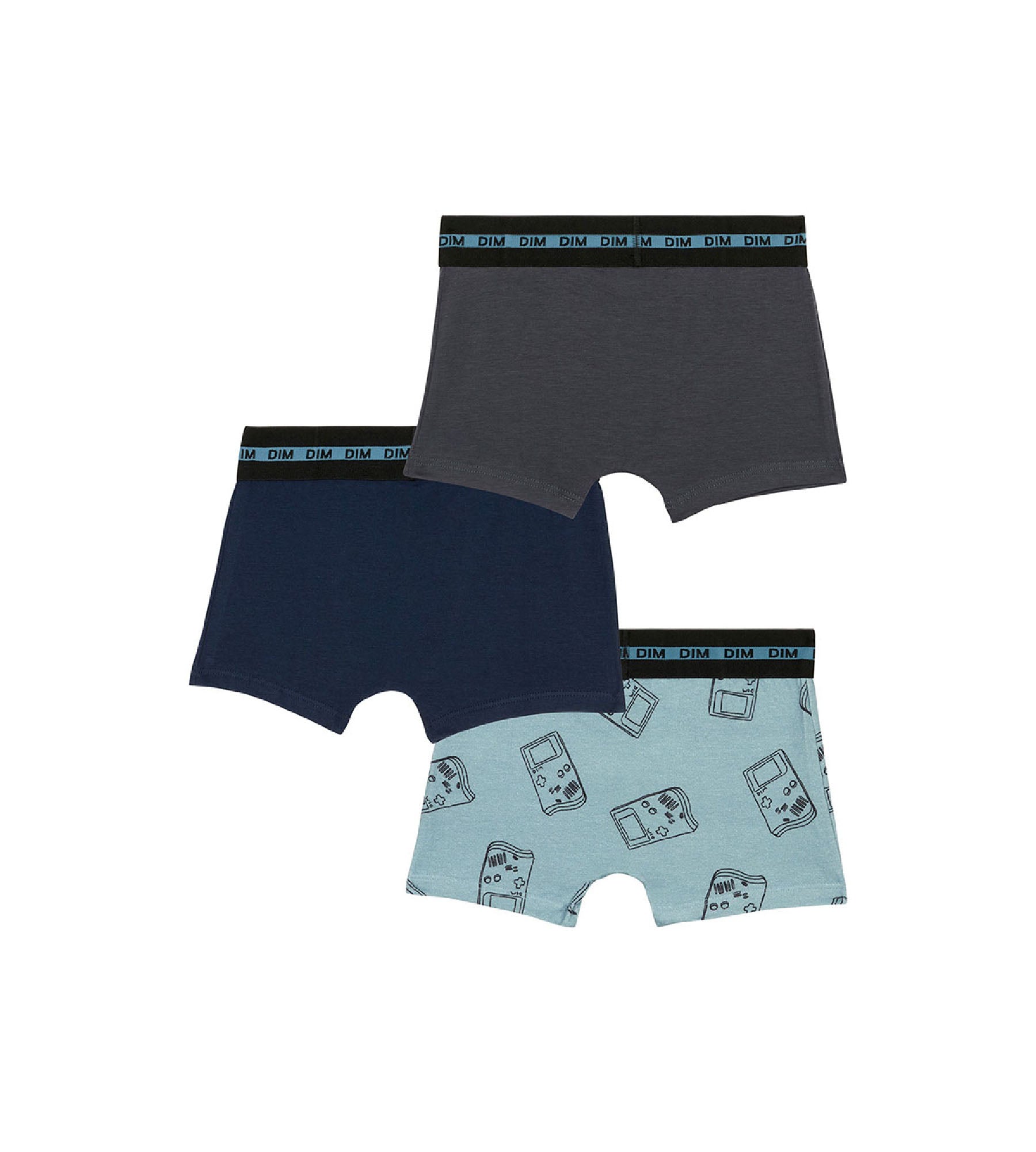 DIM Pack of 3 boy's stretch cotton gameboy pattern boxers Blue EcoDim Fashion