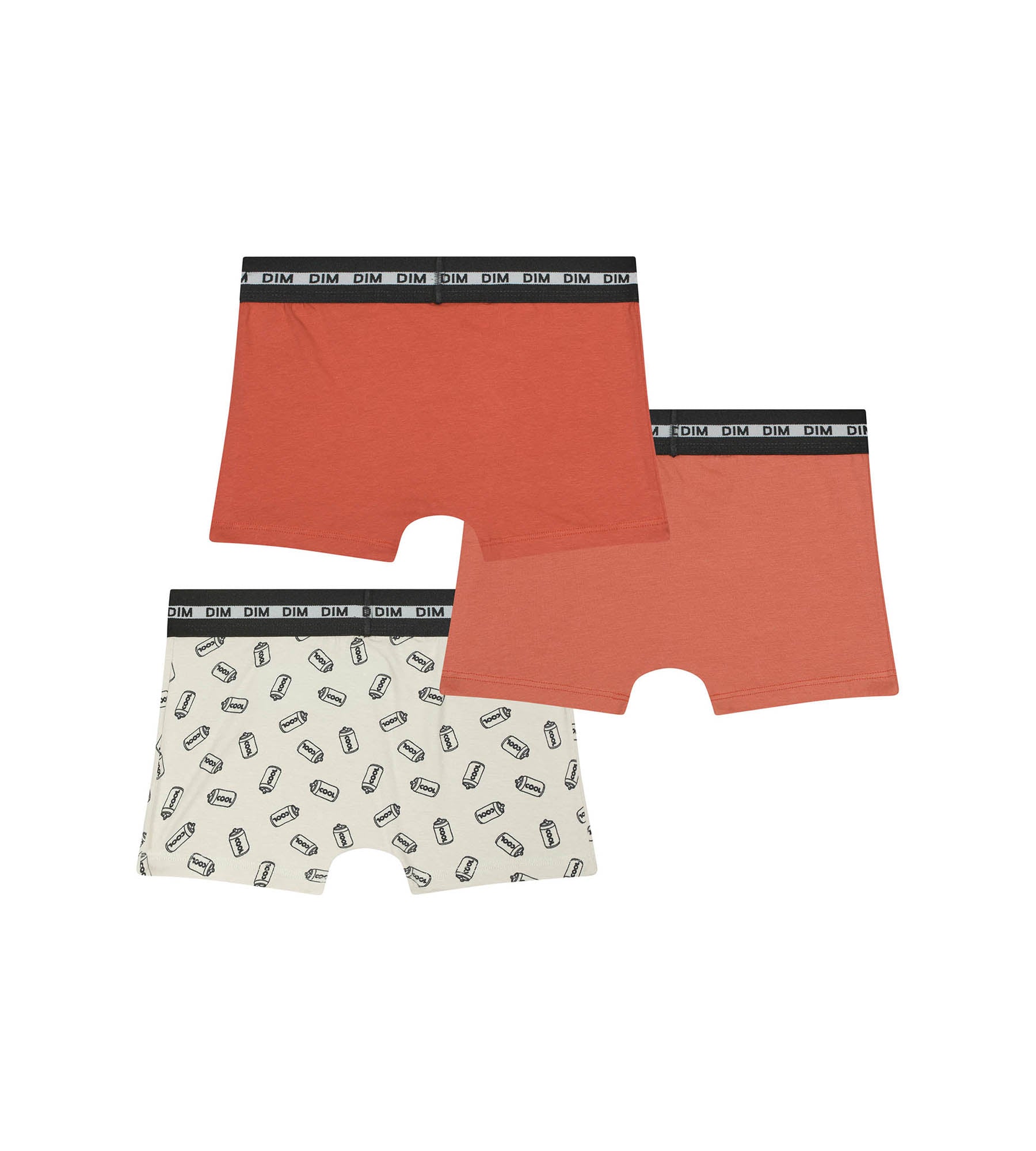 DIM Pack of 3 boys' boxersin orange with Soda patterns Dim Coton Stretch