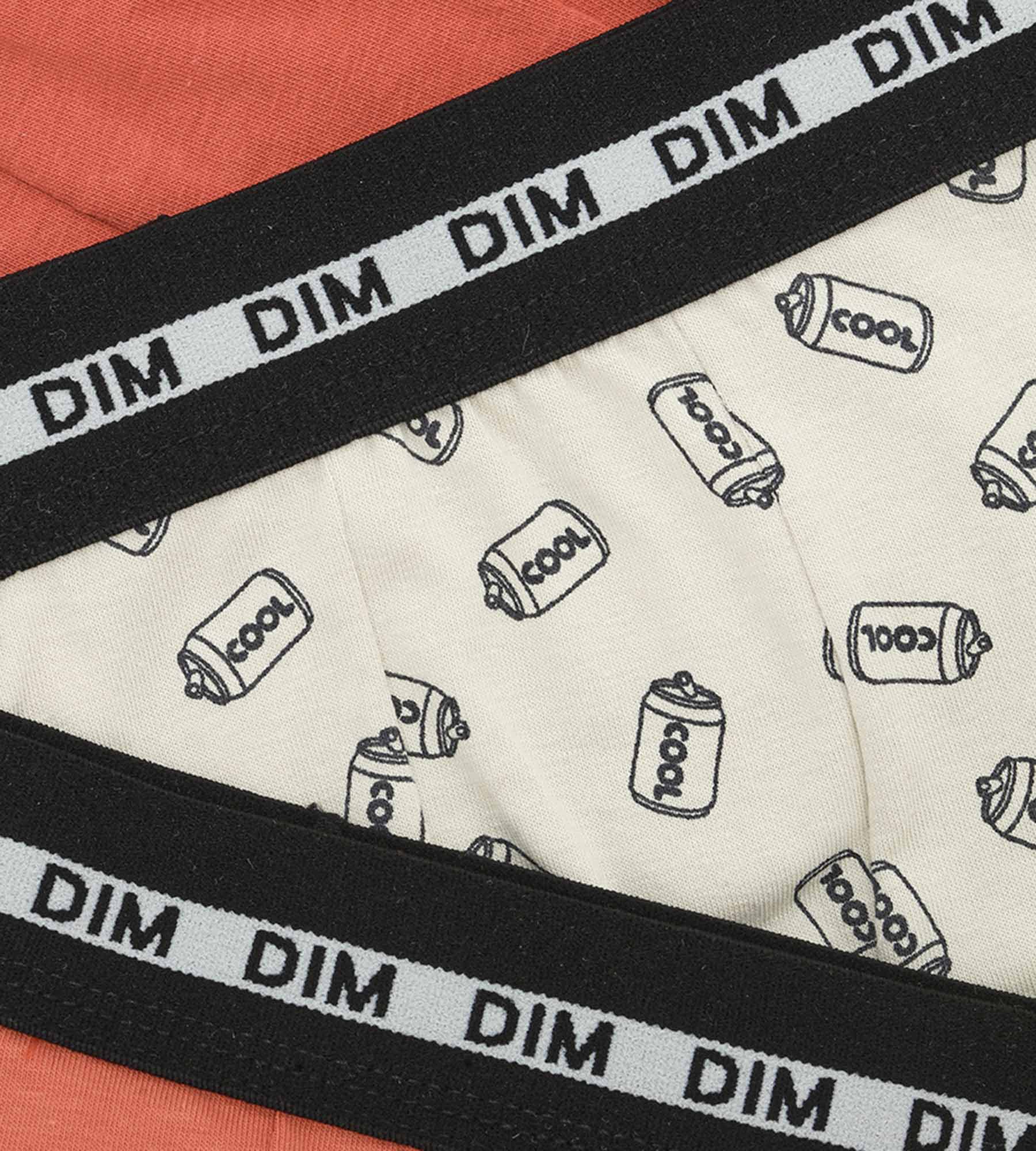 DIM Pack of 3 boys' boxersin orange with Soda patterns Dim Coton Stretch