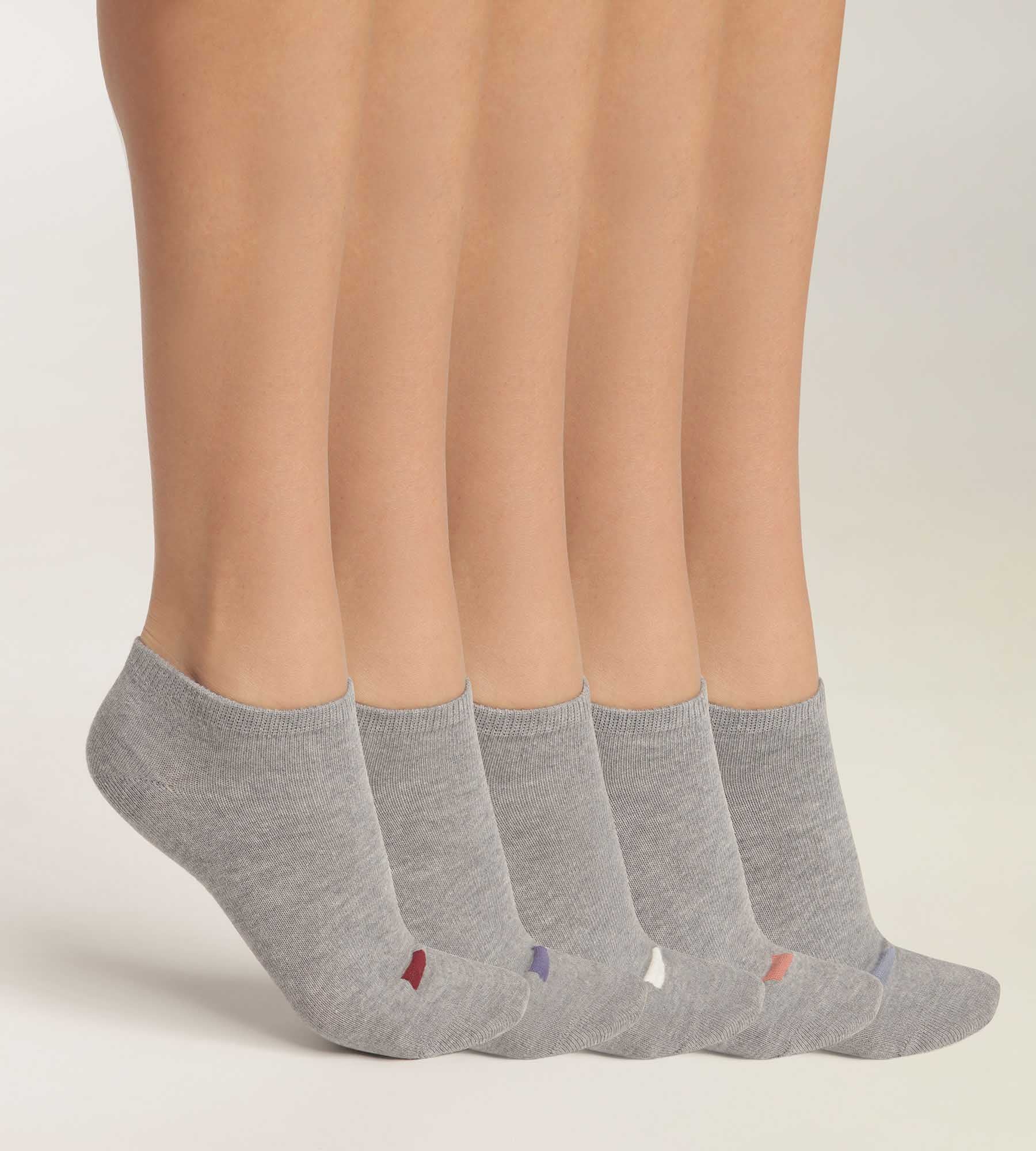 DIM Pack of 5 pairs of EcoDim Light Grey cotton socks for women