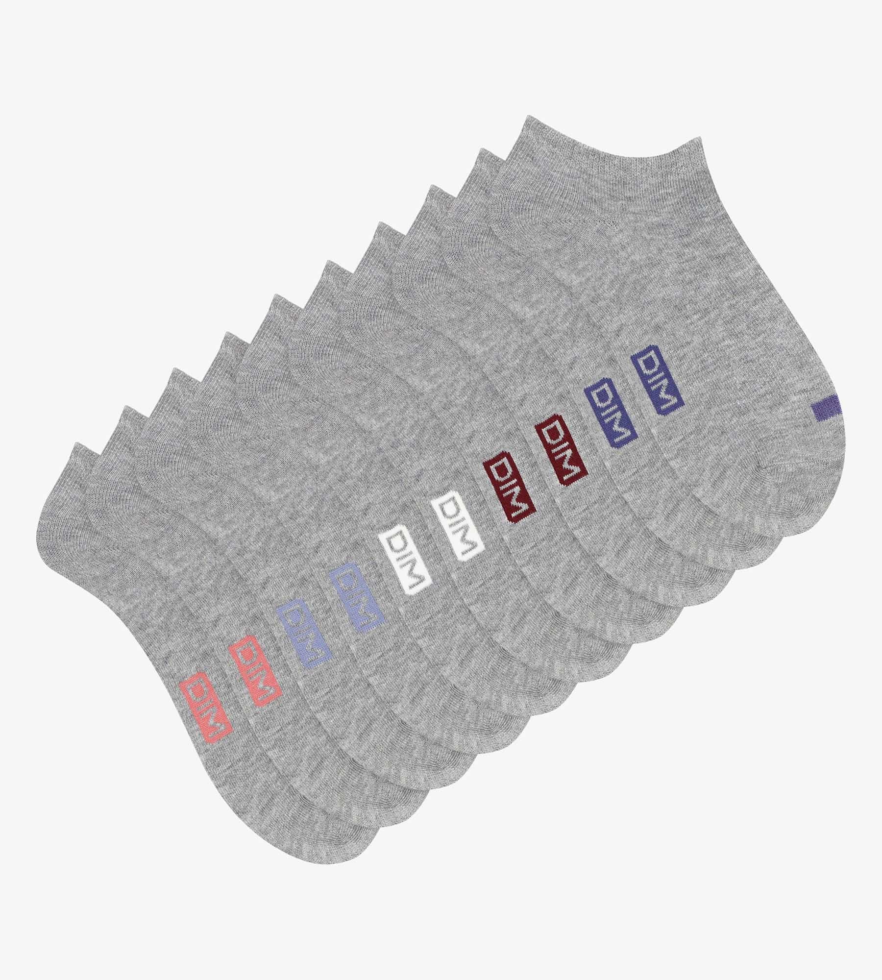 DIM Pack of 5 pairs of EcoDim Light Grey cotton socks for women