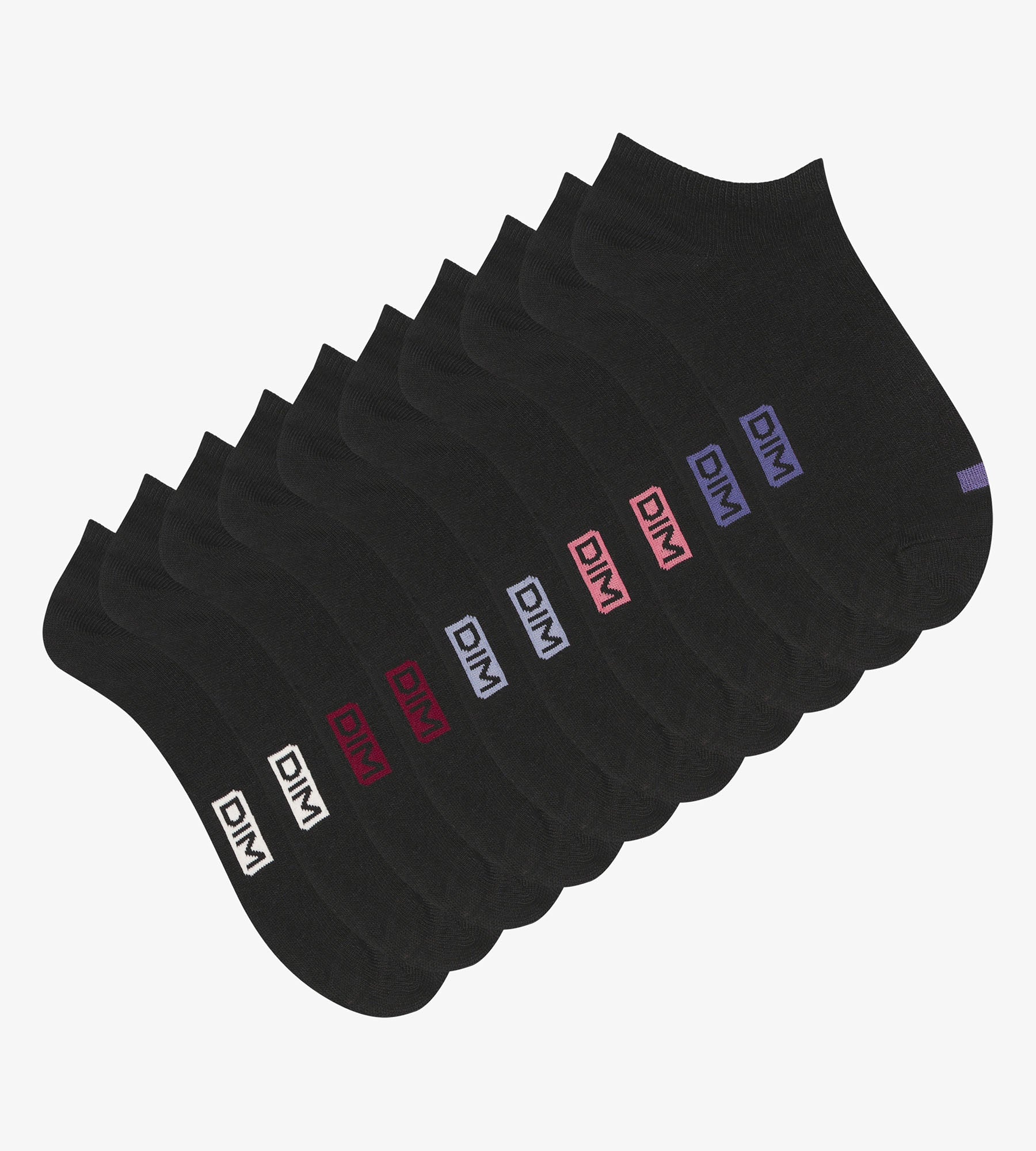 DIM Pack of 5 pairs of women's black cotton socks with EcoDim pastilles