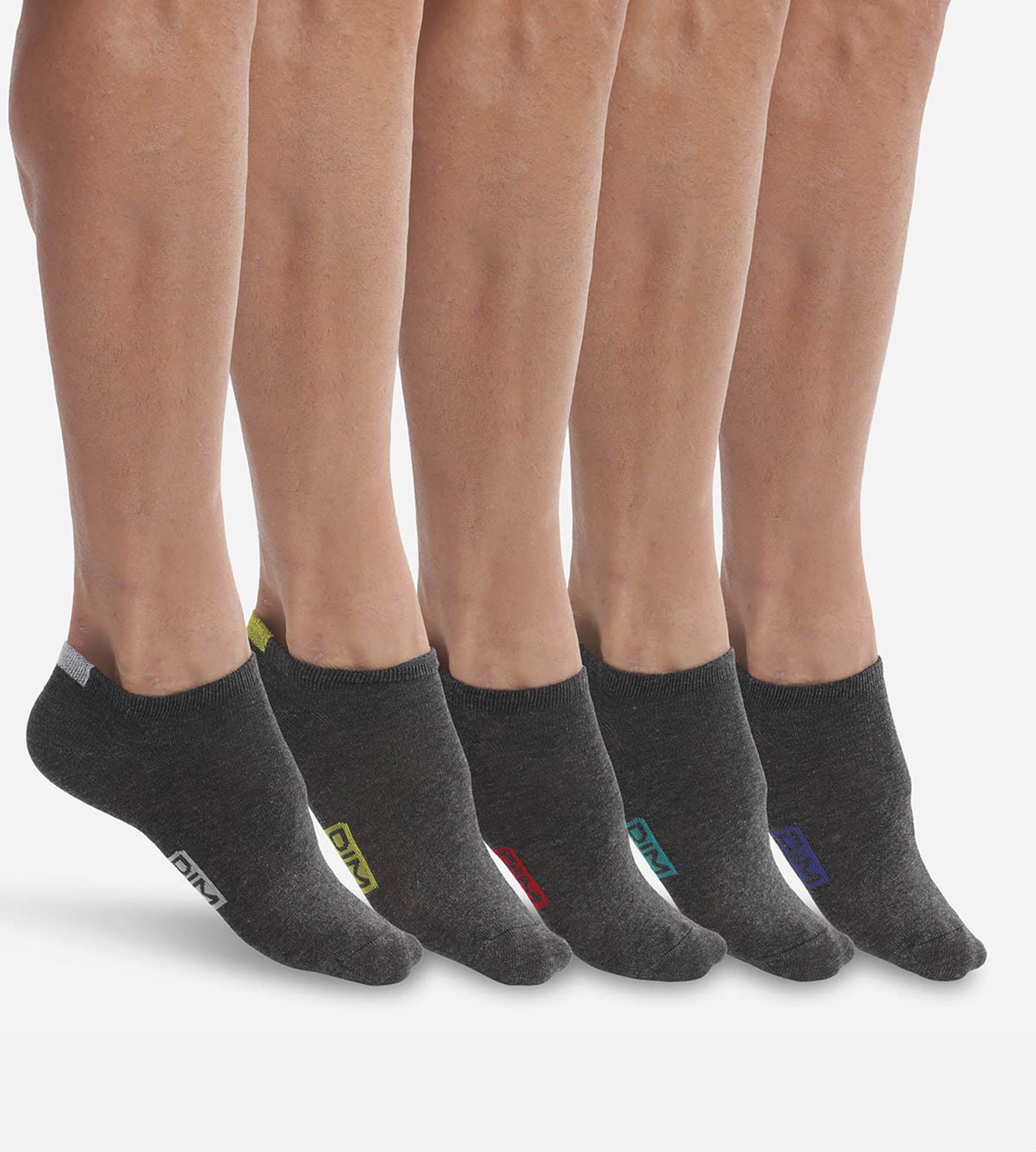 DIM Pack of 5 pairs of men's cotton ankle socks Medium grey EcoDim