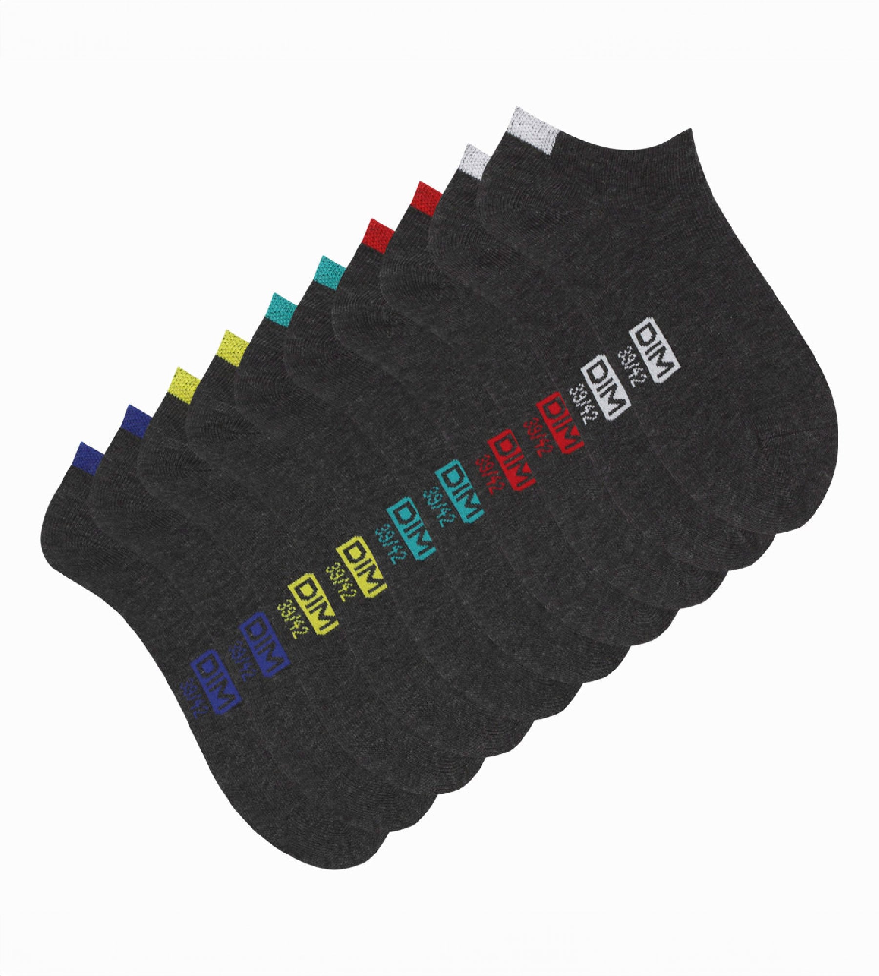 DIM Pack of 5 pairs of men's cotton ankle socks Medium grey EcoDim