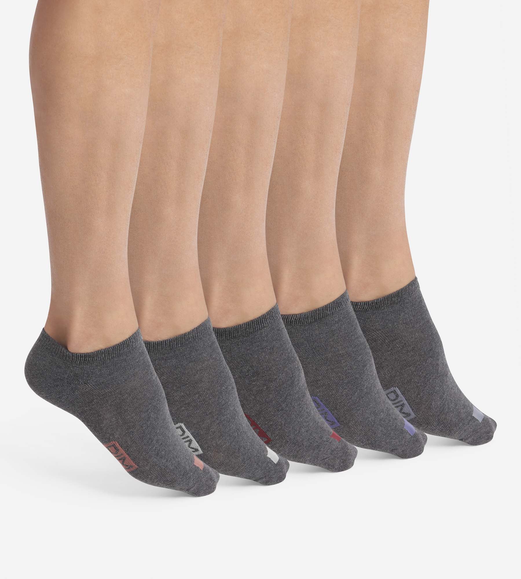 DIM Pack of 5 pairs of men's grey cotton socks with EcoDim labels