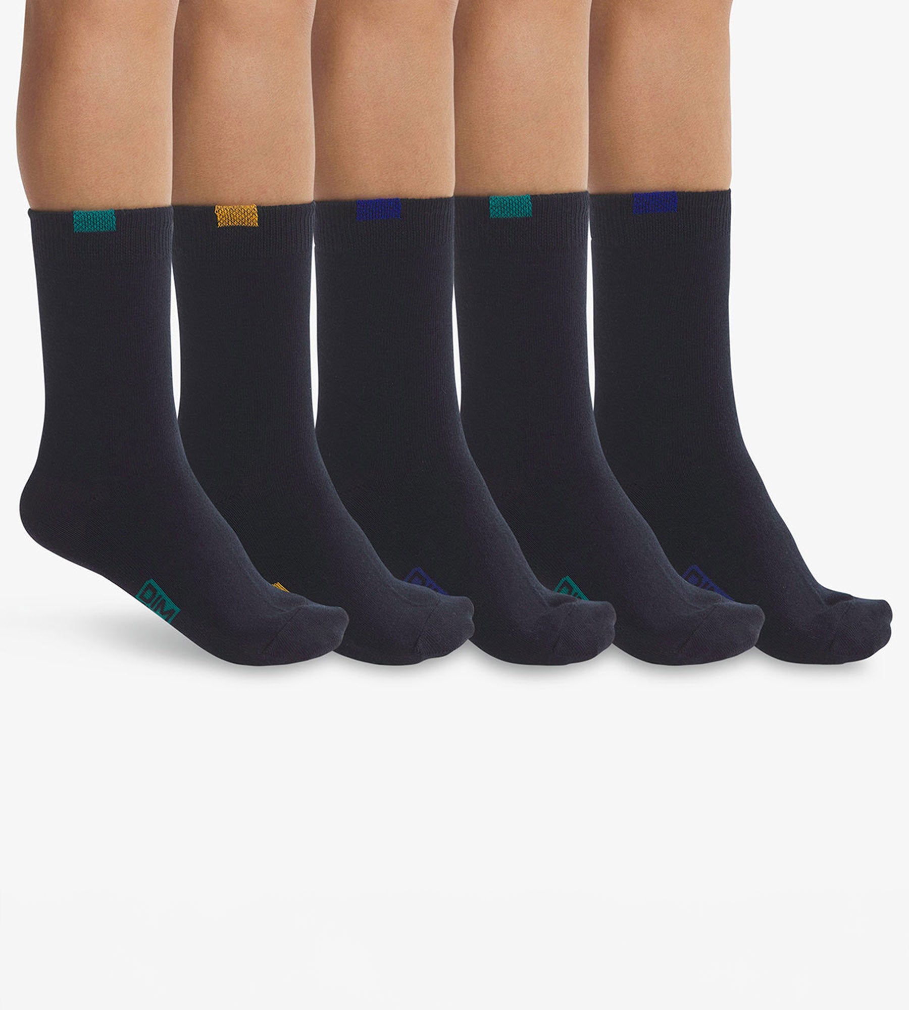 DIM Pack of 5 pairs of children's socks in cotton Navy Blue Écodim