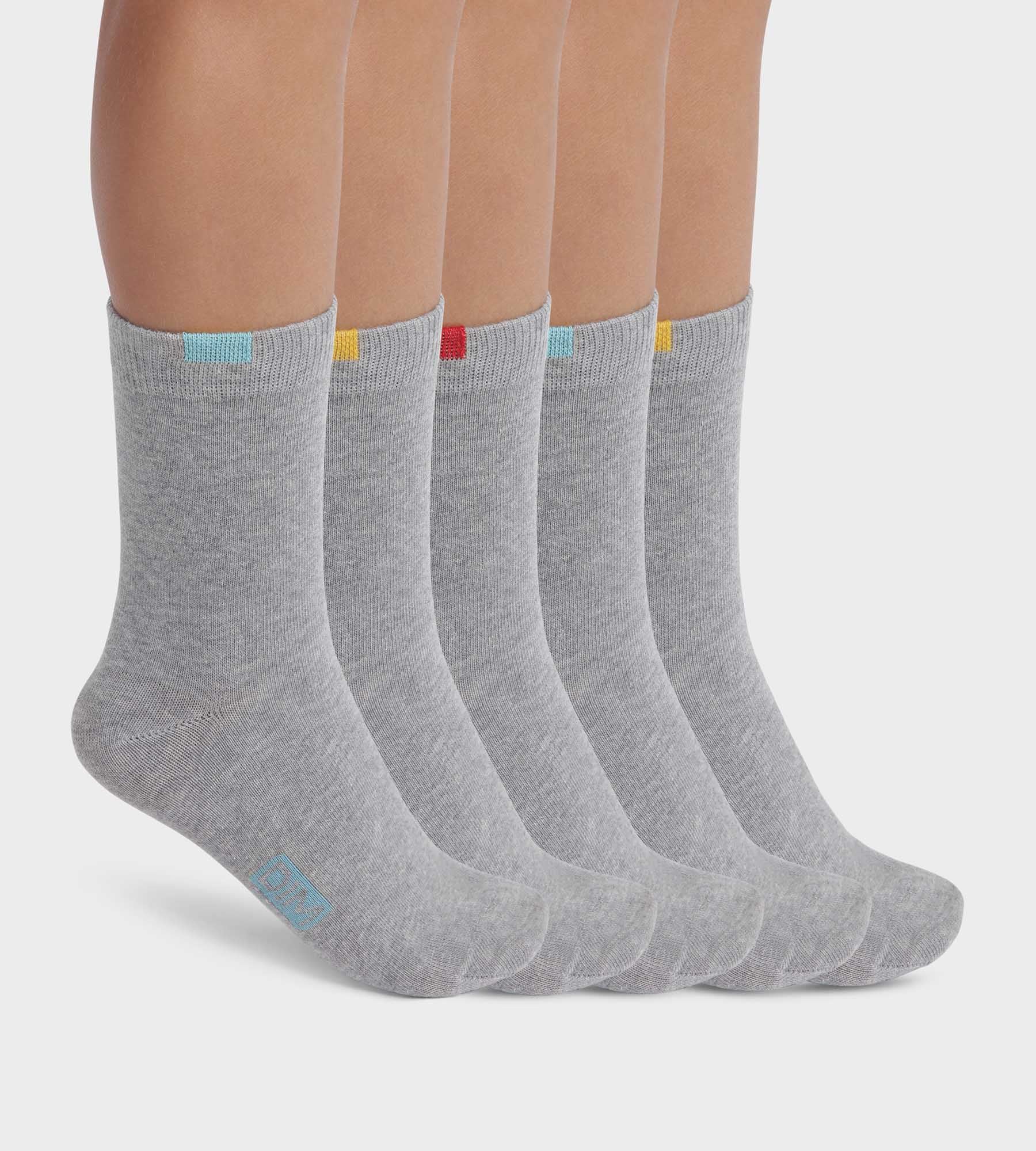 DIM Pack of 5 pairs of children's socks in Heather Gray EcoDim cotton