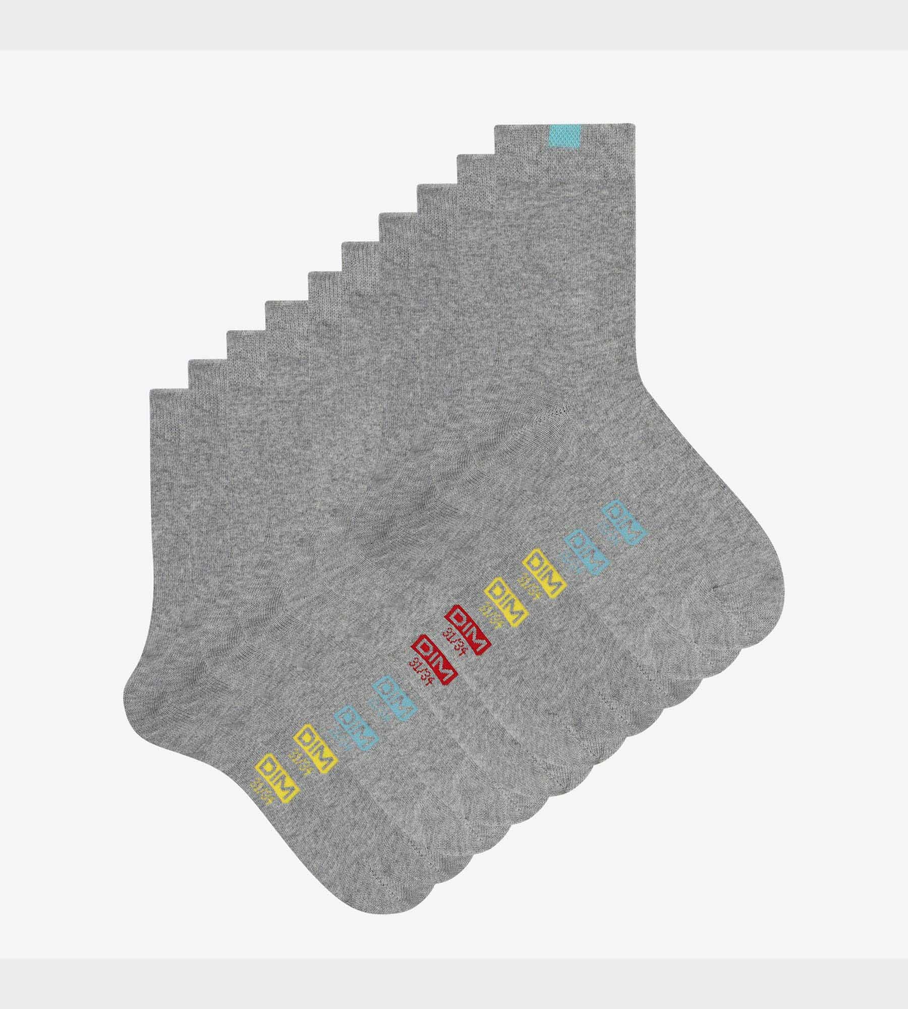 DIM Pack of 5 pairs of children's socks in Heather Gray EcoDim cotton