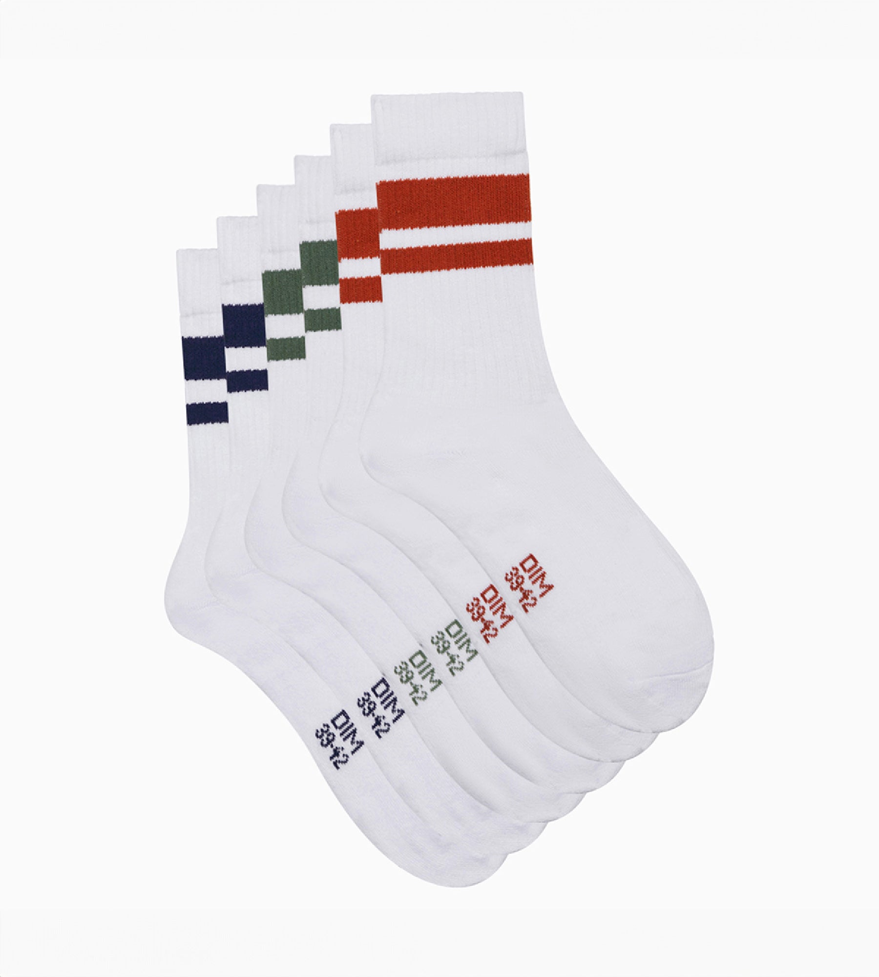 DIM EcoDim Sport Green White Pack of 3 pairs of men's cotton socks