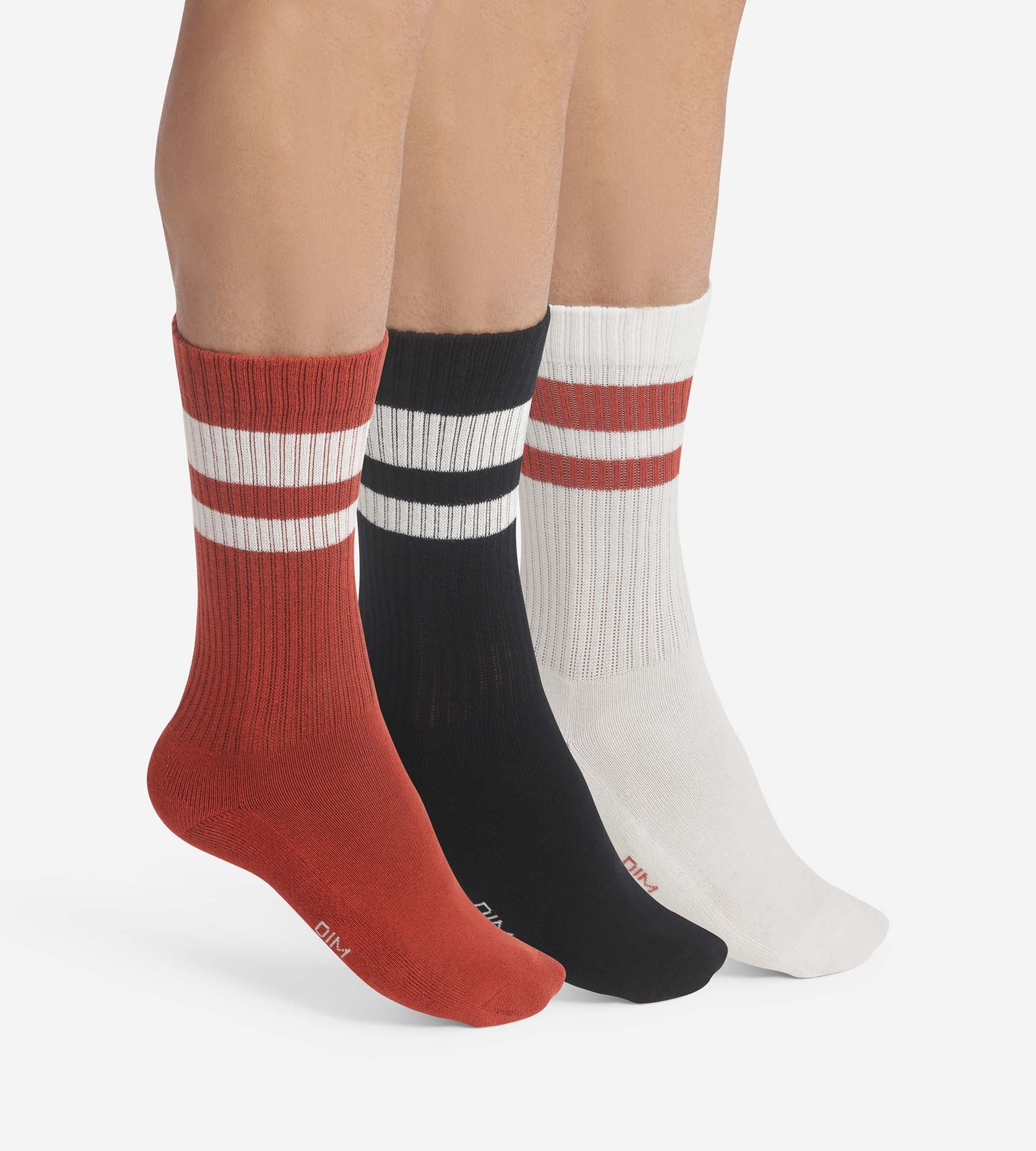 DIM Pack of 3 pairs of EcoDim Sport red cotton socks for men