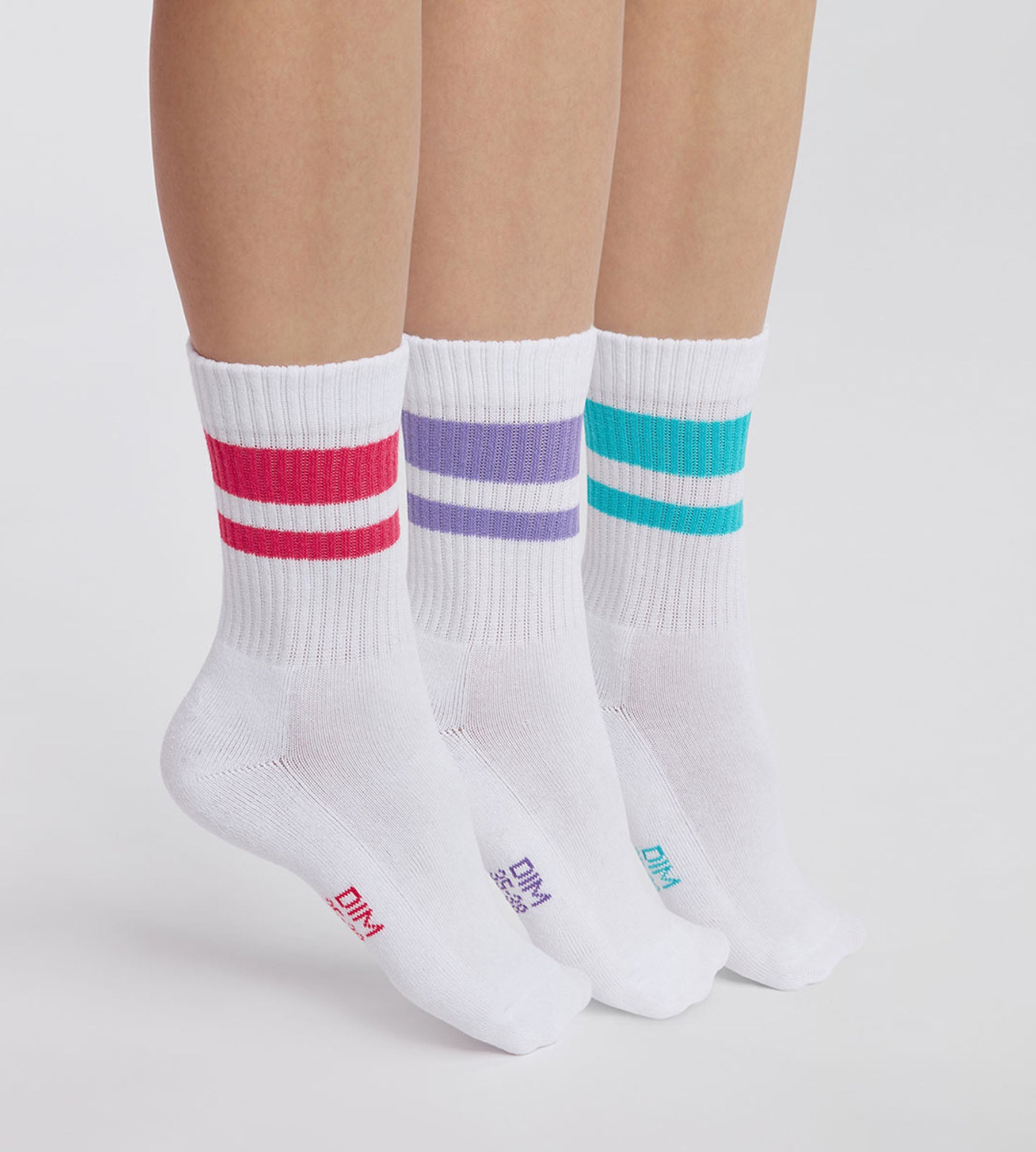 DIM EcoDim Sport Pack of 3 pairs of Red women's cotton socks