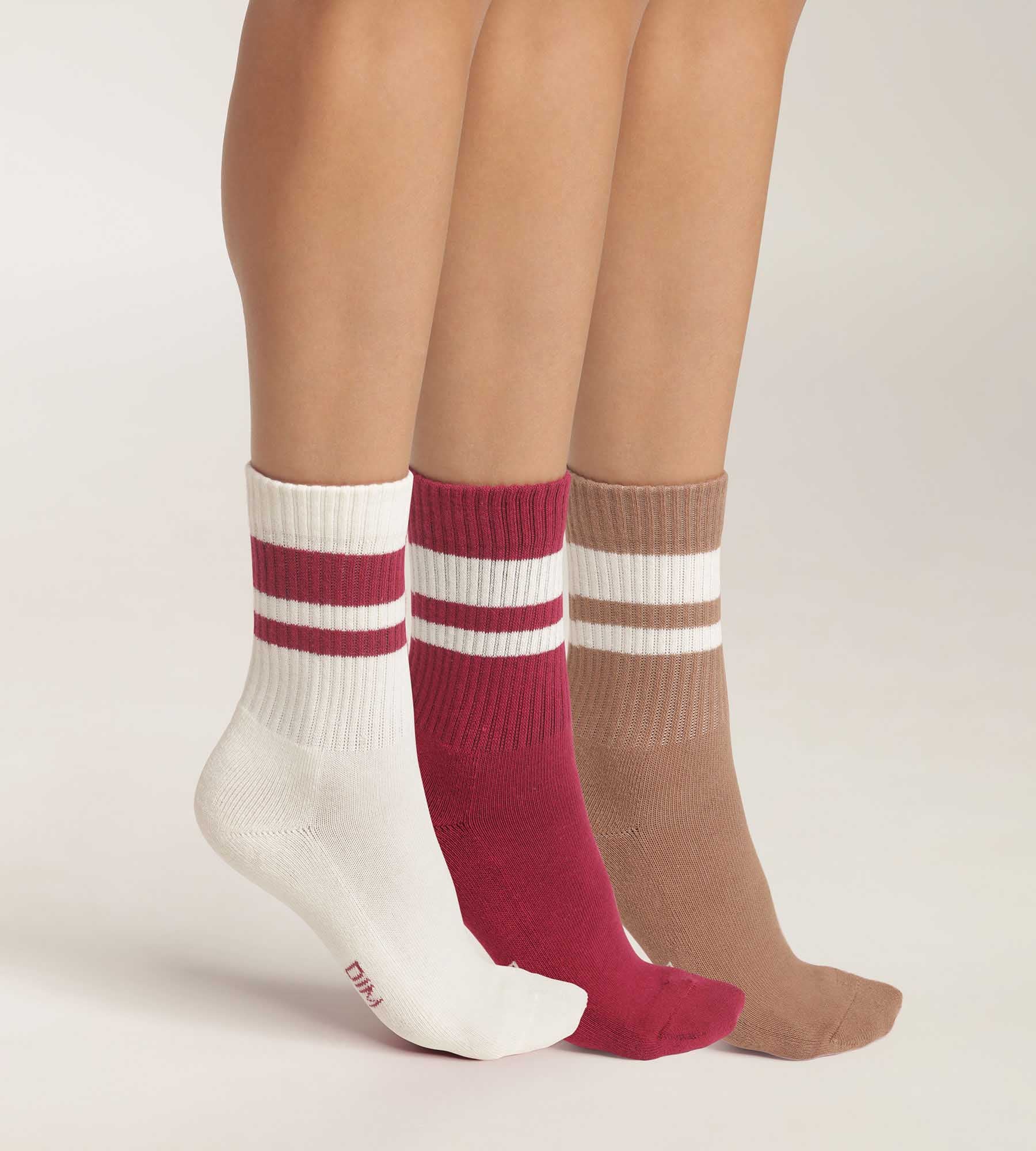 DIM Pack of 3 pairs of women's cotton socks Café EcoDim Sport