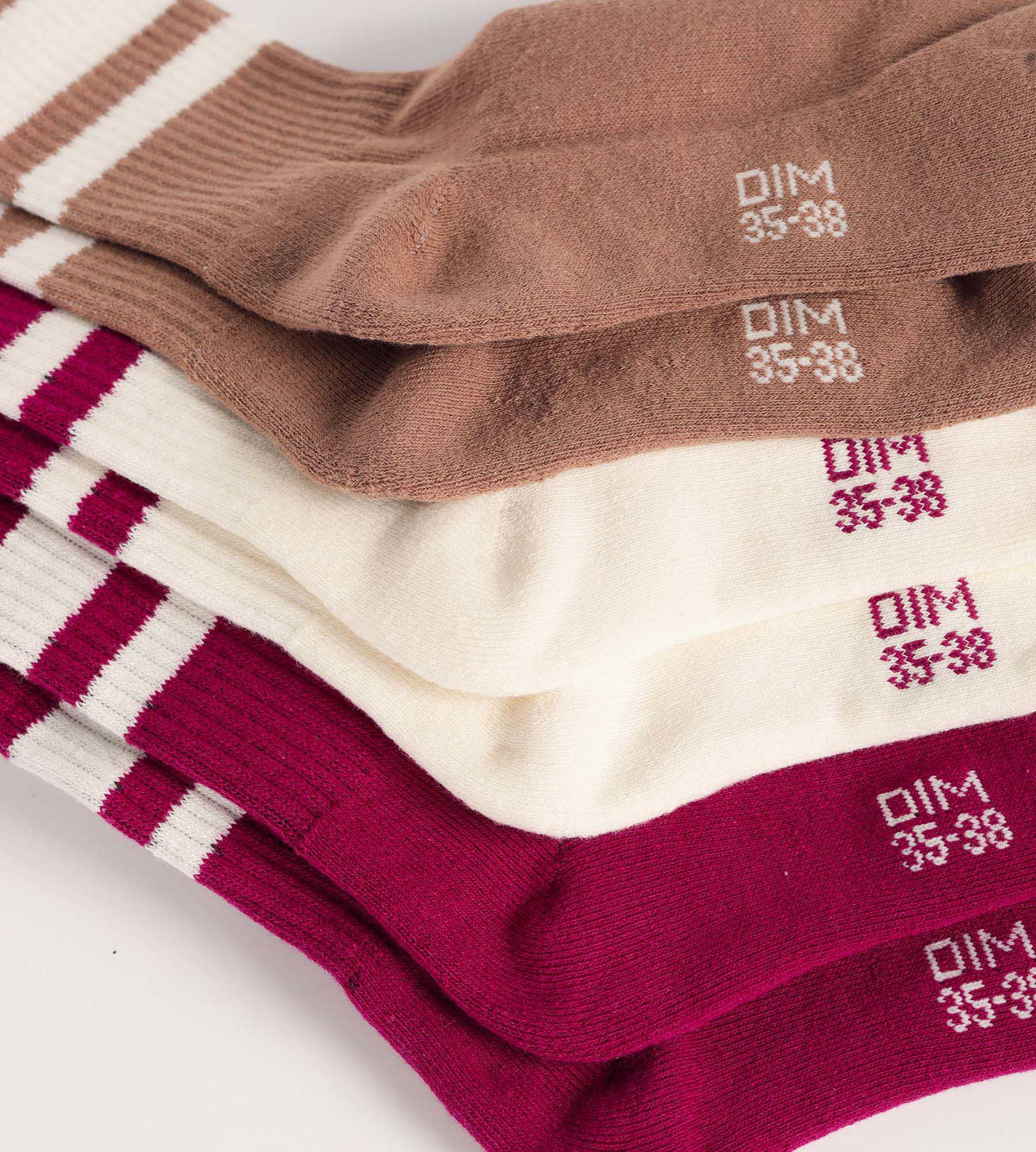 DIM Pack of 3 pairs of women's cotton socks Café EcoDim Sport