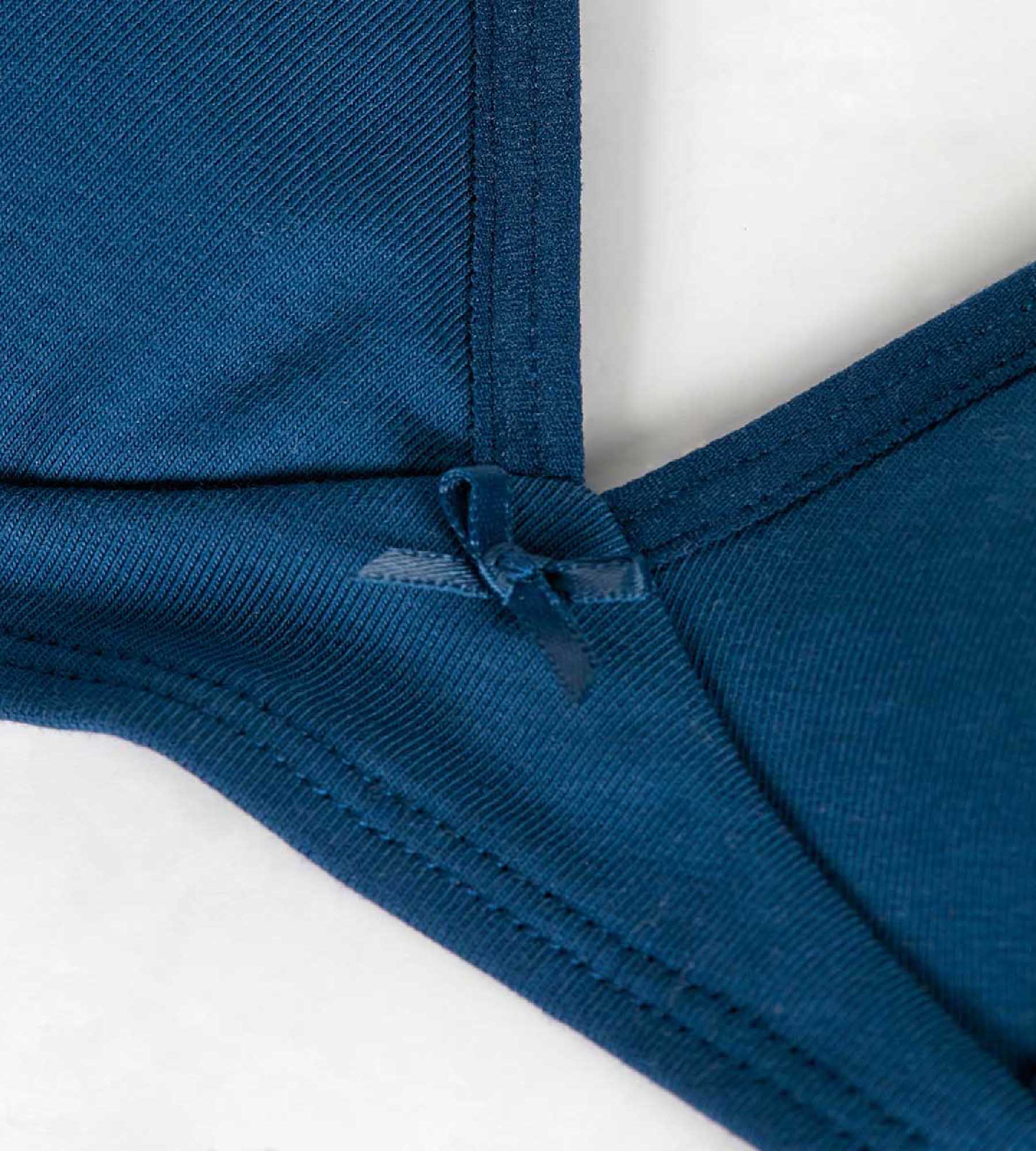 DIM Skin Care wireless marine blue triangle bra in organic cotton