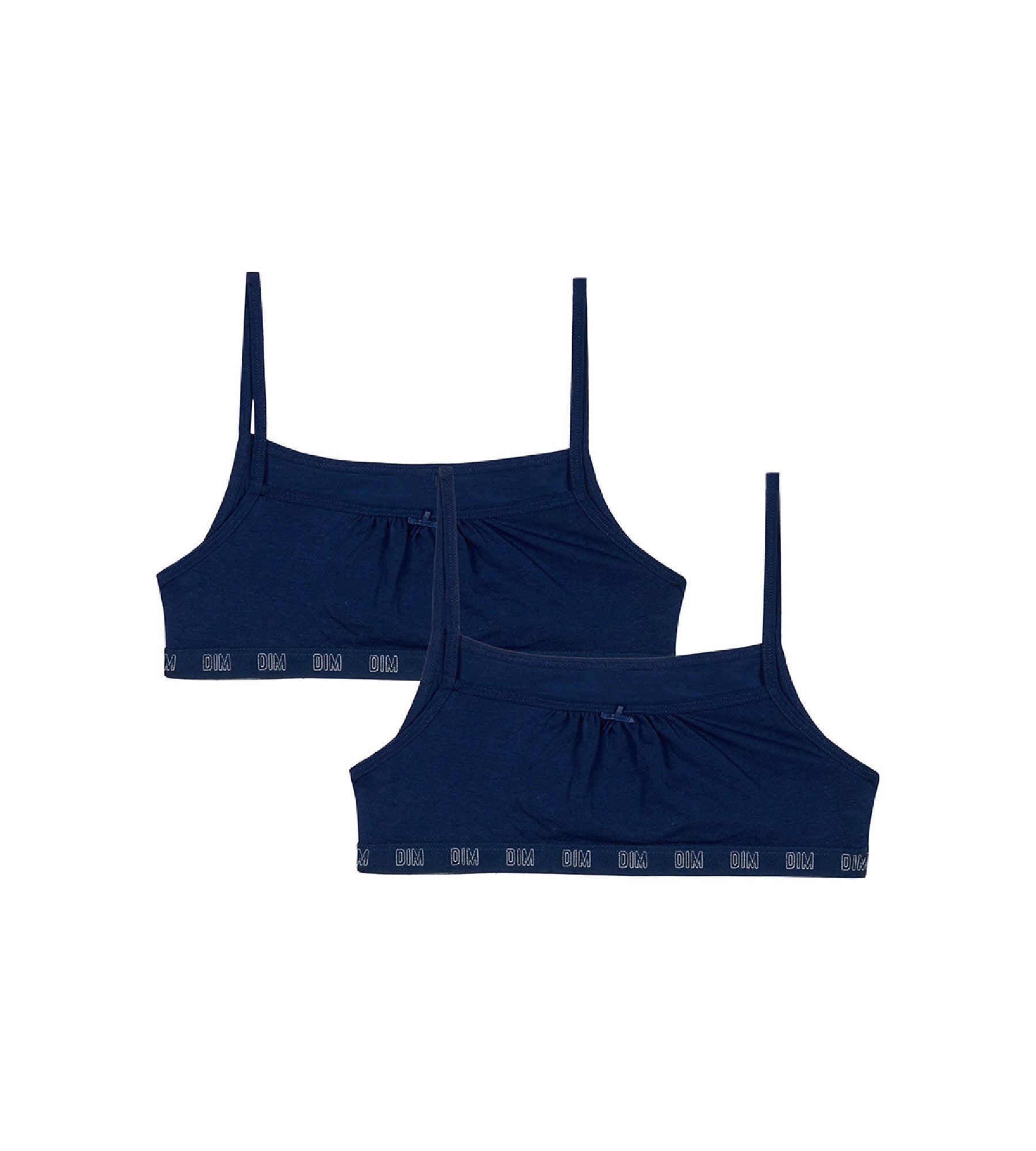 DIM Dim Skin Care Pack of 2 organic cotton Navy blue girl's bralettes