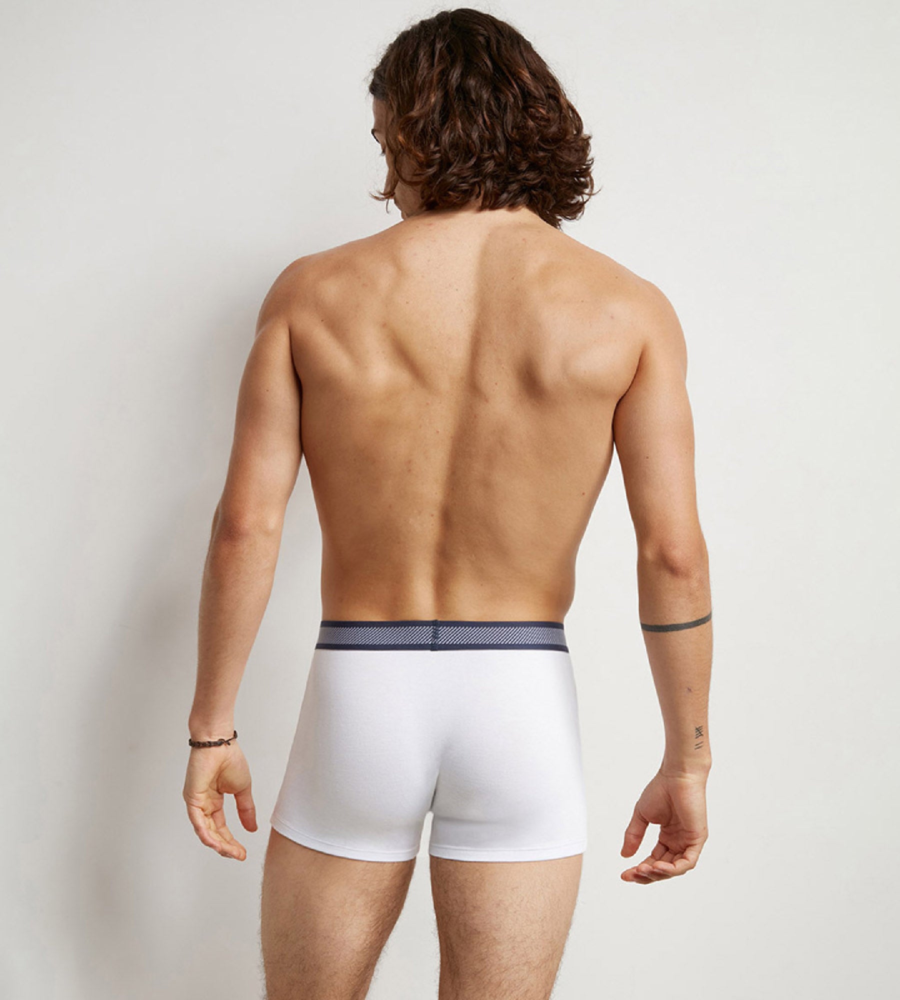DIM Dim Smart Men's White cotton modal boxer with striped waistband