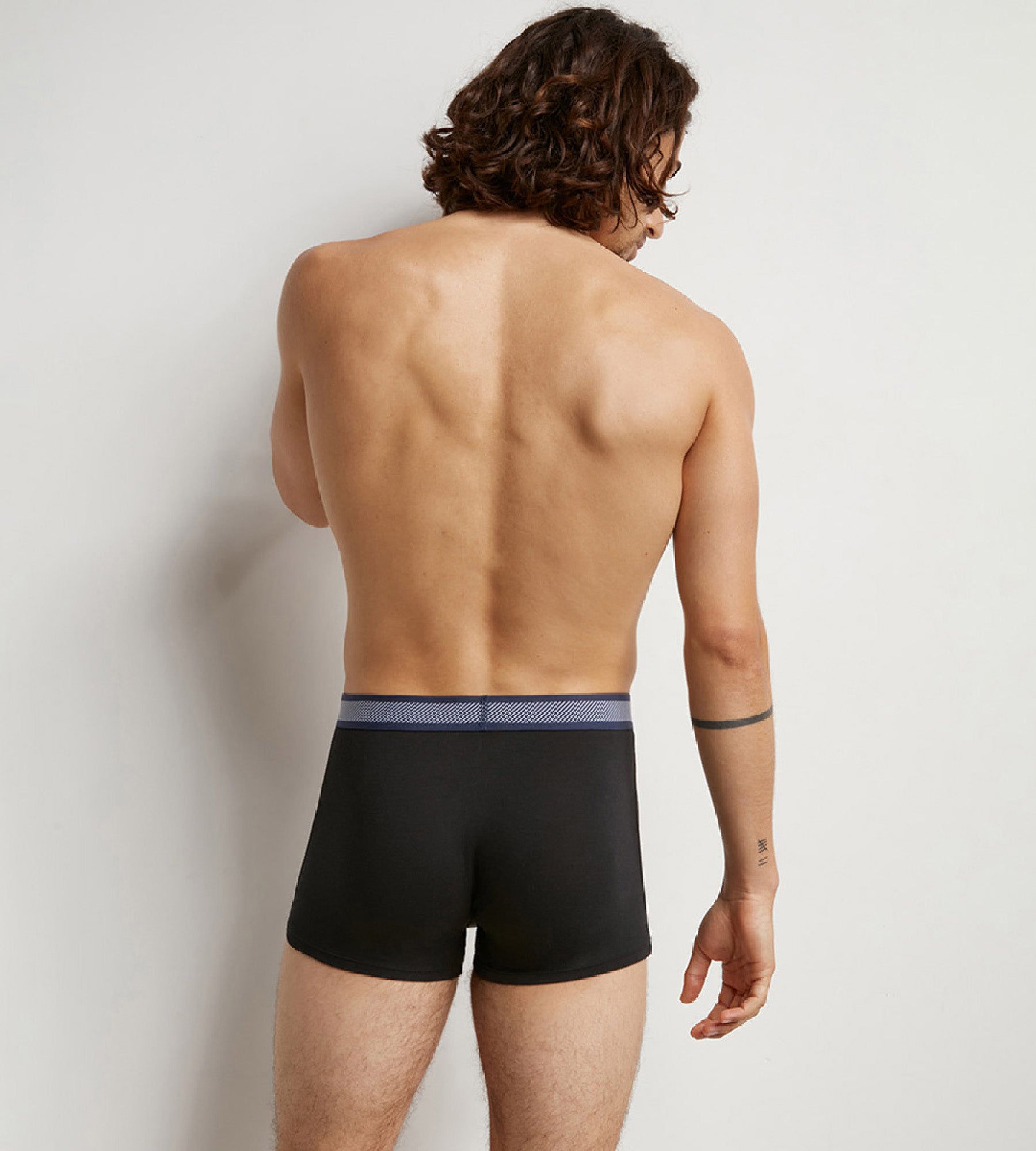 DIM Dim Smart Black Men's cotton modal boxer with striped waistband