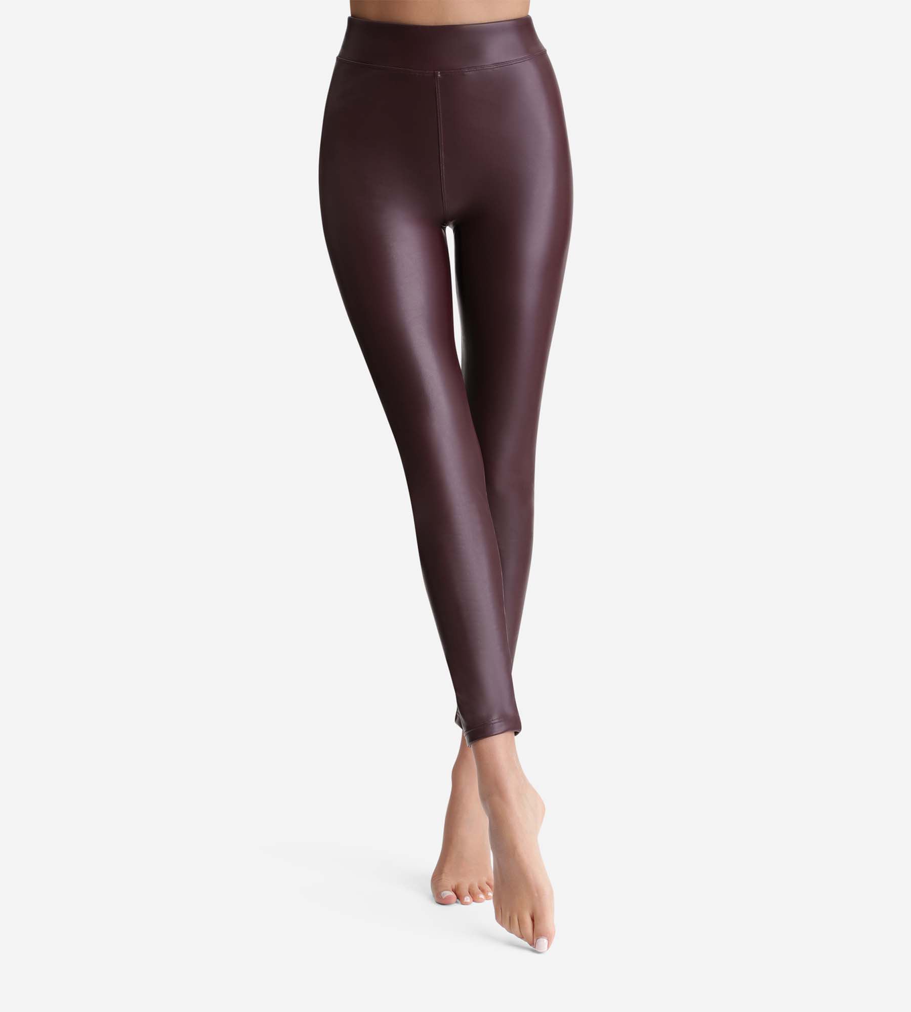 DIM Women's leather-effect leggings Bordeaux Relax & Go