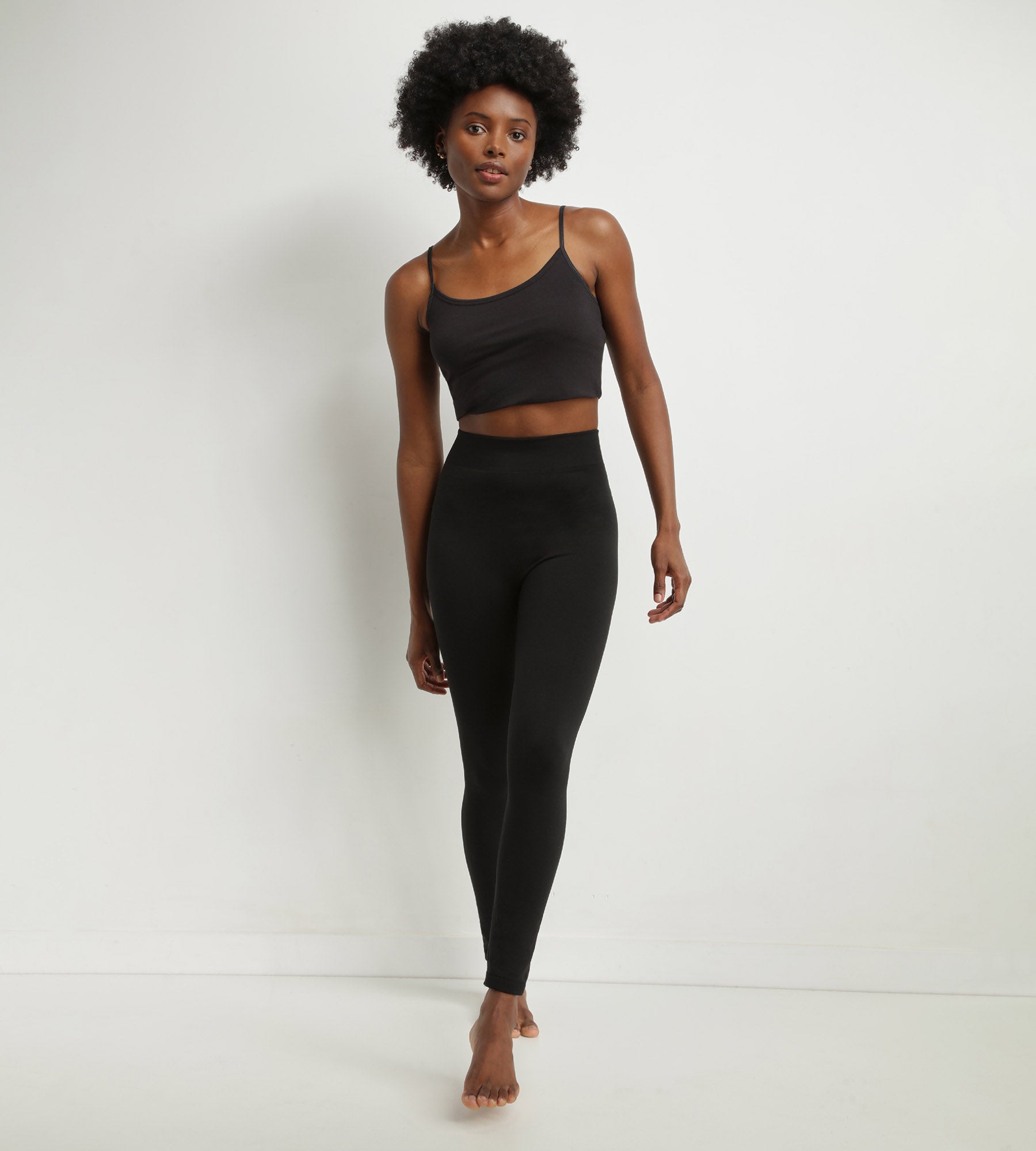 DIM Women's black thermal legging with fleece lining Dim Relax & Go
