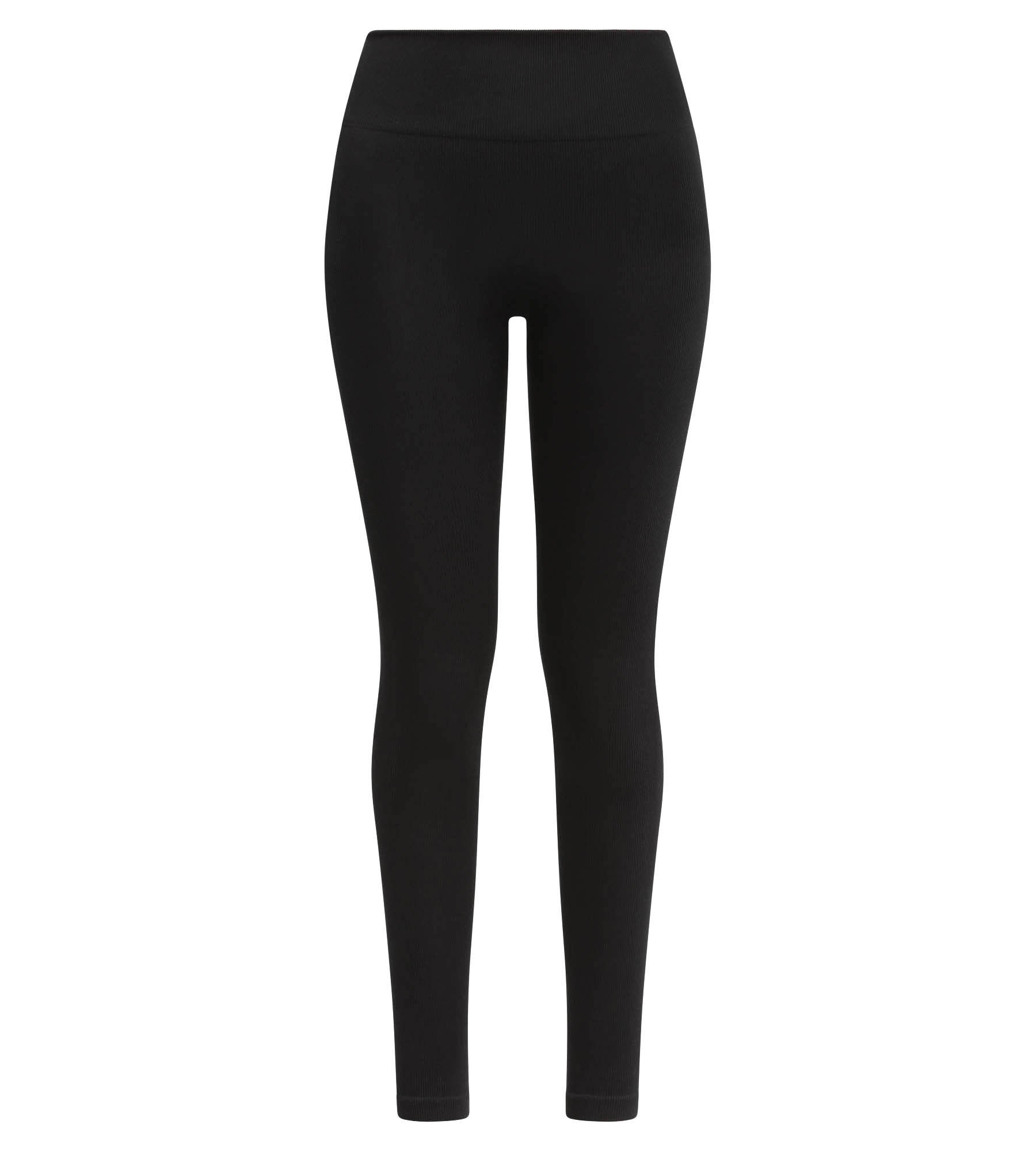 DIM Women's black ribbed leggings with extra wide waistband Dim Relax & Go