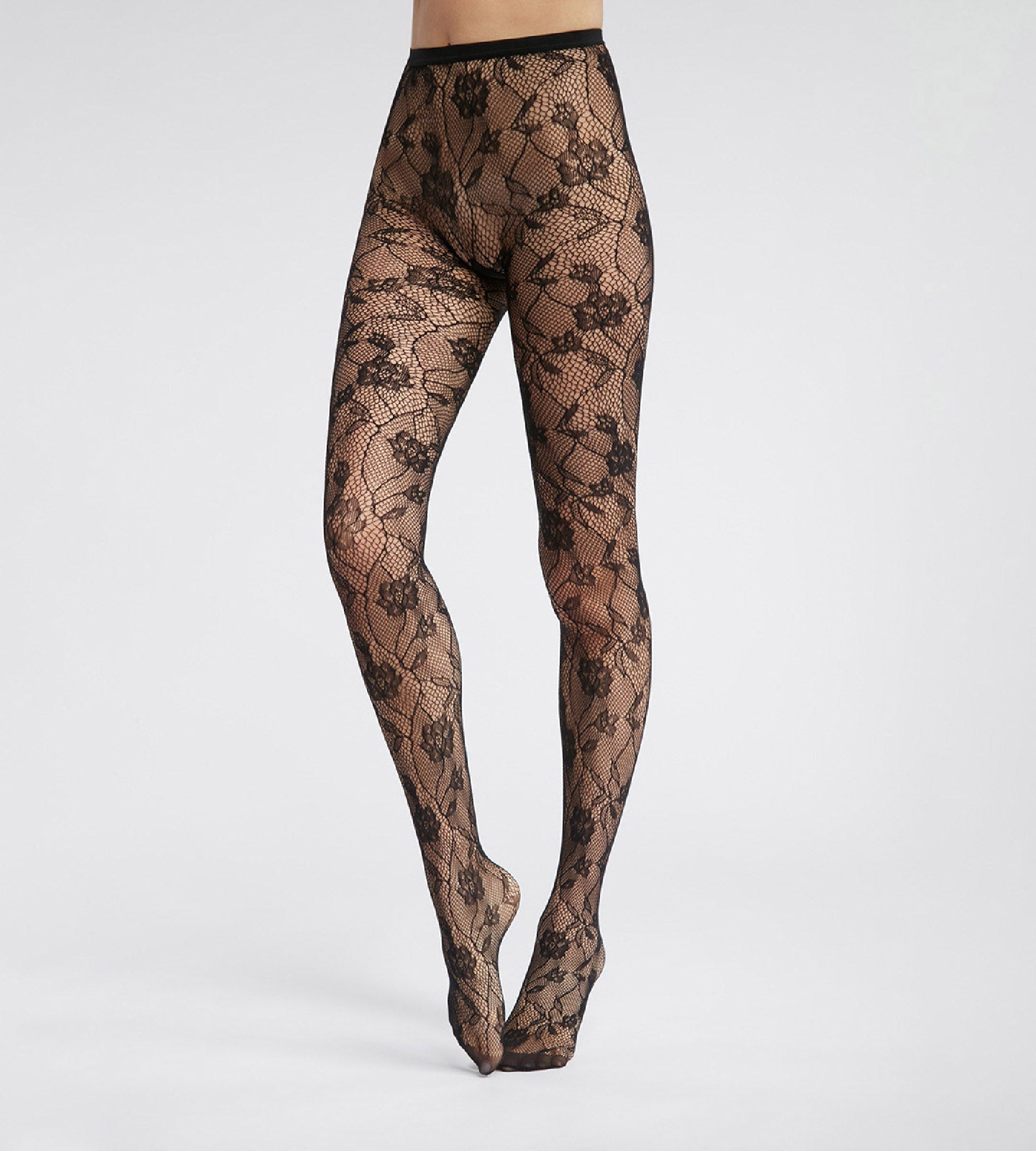 DIM Dim Style Black Women's fishnet and floral lace tights