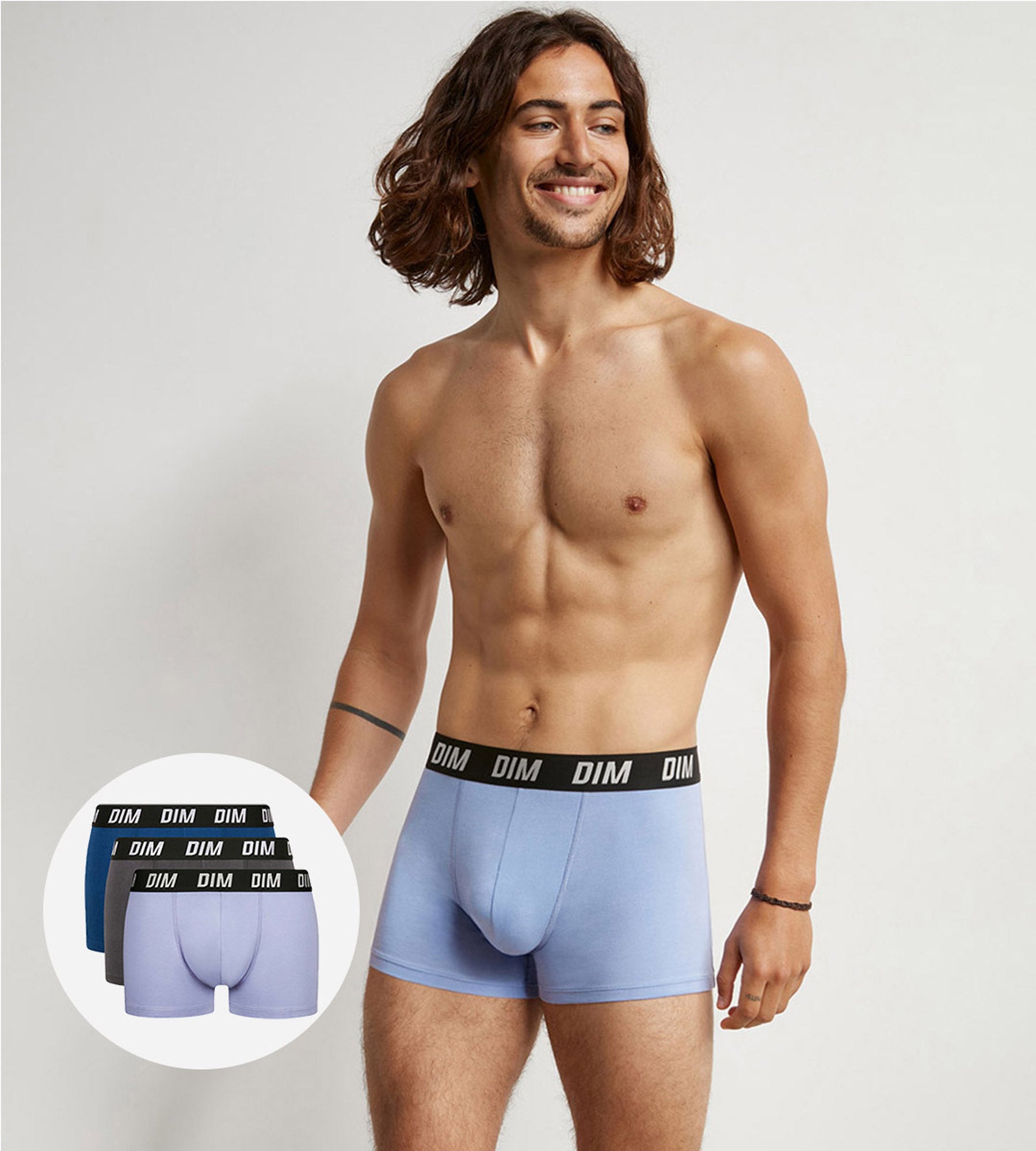 DIM Dim Sport Parma Blue Pack of 3 men's boxers with active temperature regulation