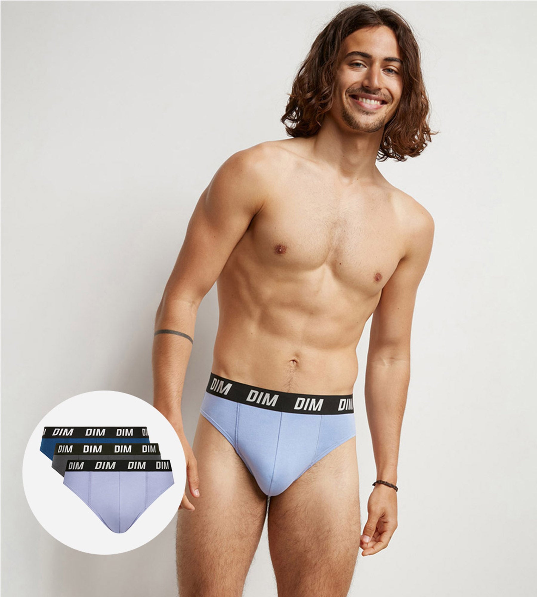 DIM Dim Sport Blue Pack of 3 men's briefs with active temperature regulation