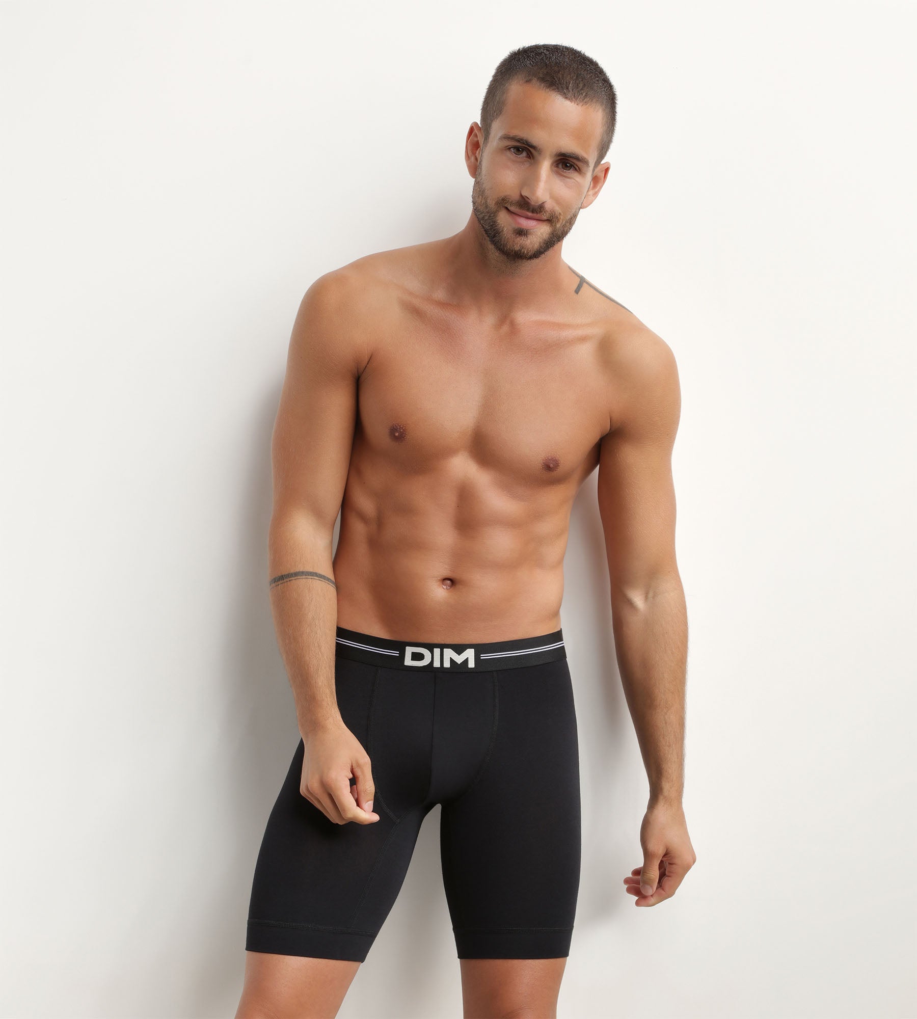 DIM Men's long modal cotton boxers in Black Dim Icons Essentiel