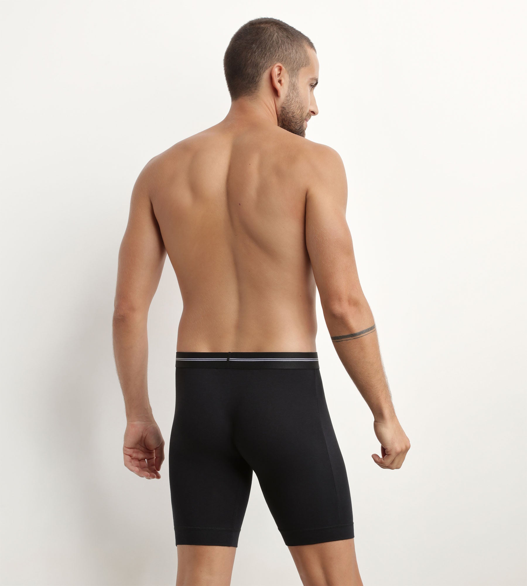 DIM Men's long modal cotton boxers in Black Dim Icons Essentiel