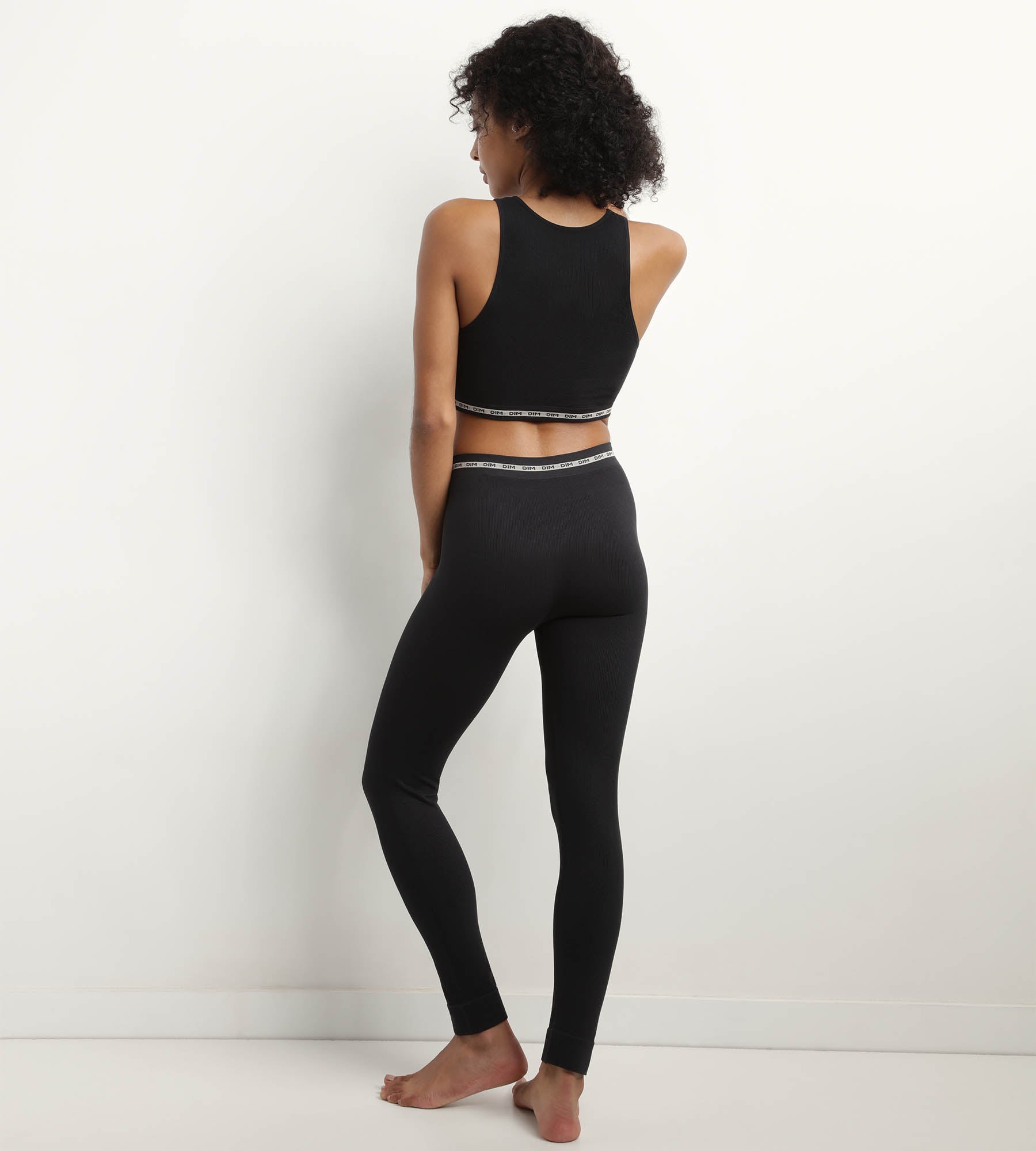 DIM Black seamless women's leggings in ribbed fabric Dim Icon Seamless