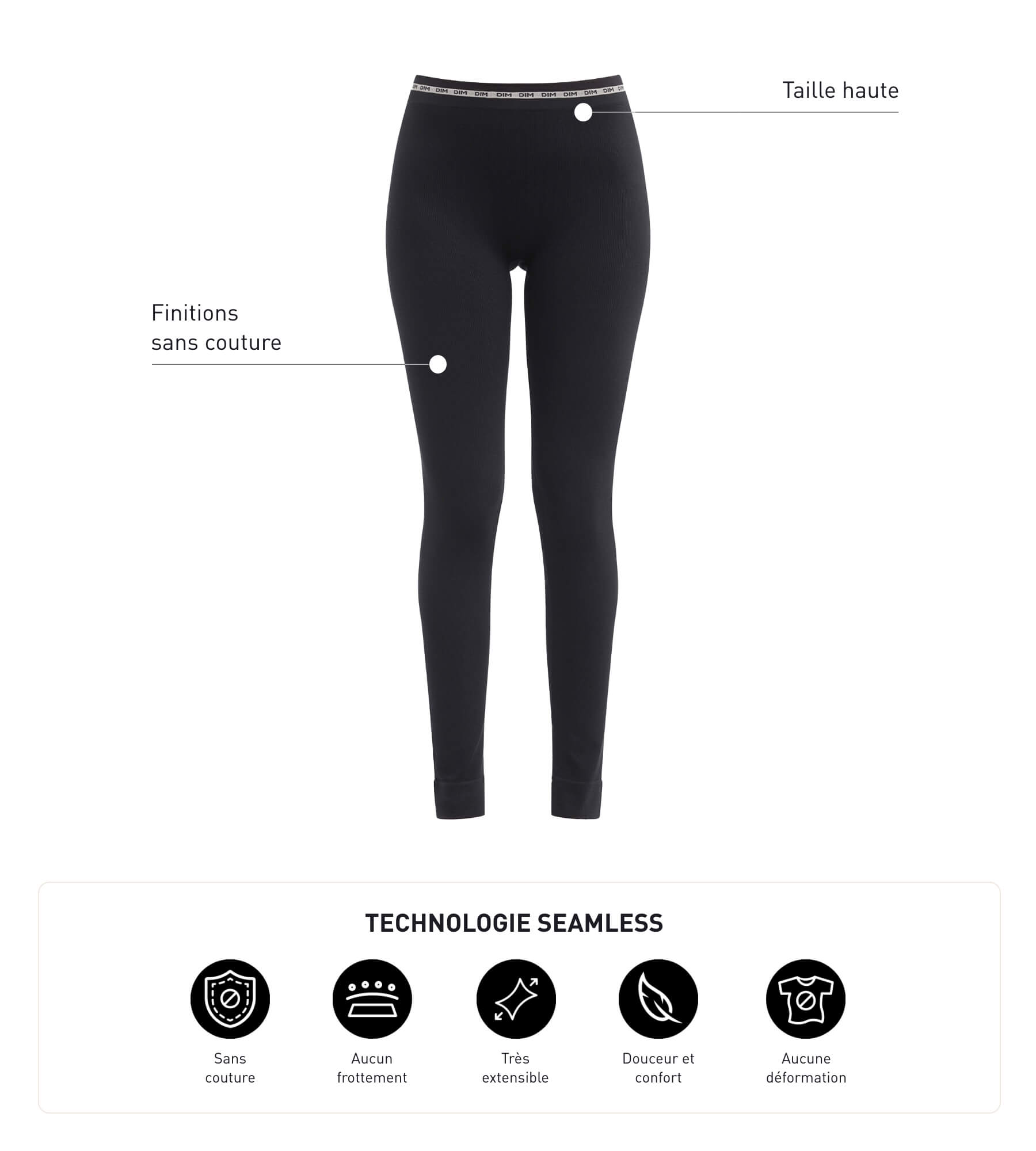 DIM Black seamless women's leggings in ribbed fabric Dim Icon Seamless