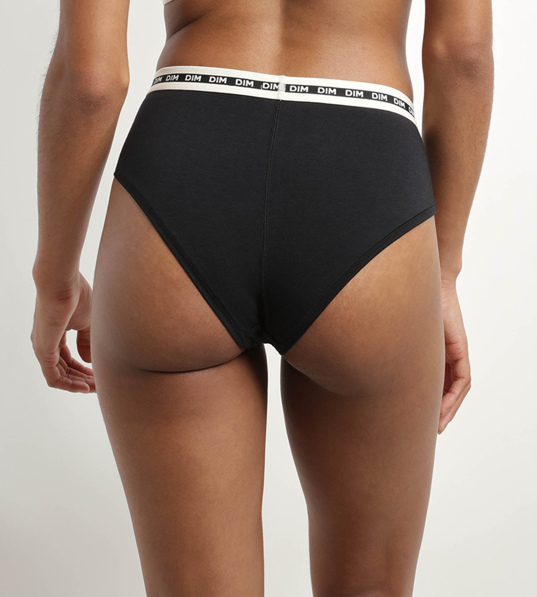 DIM Women's Black modal cotton shorty with contrasting waistband Dim Icon Essentiel