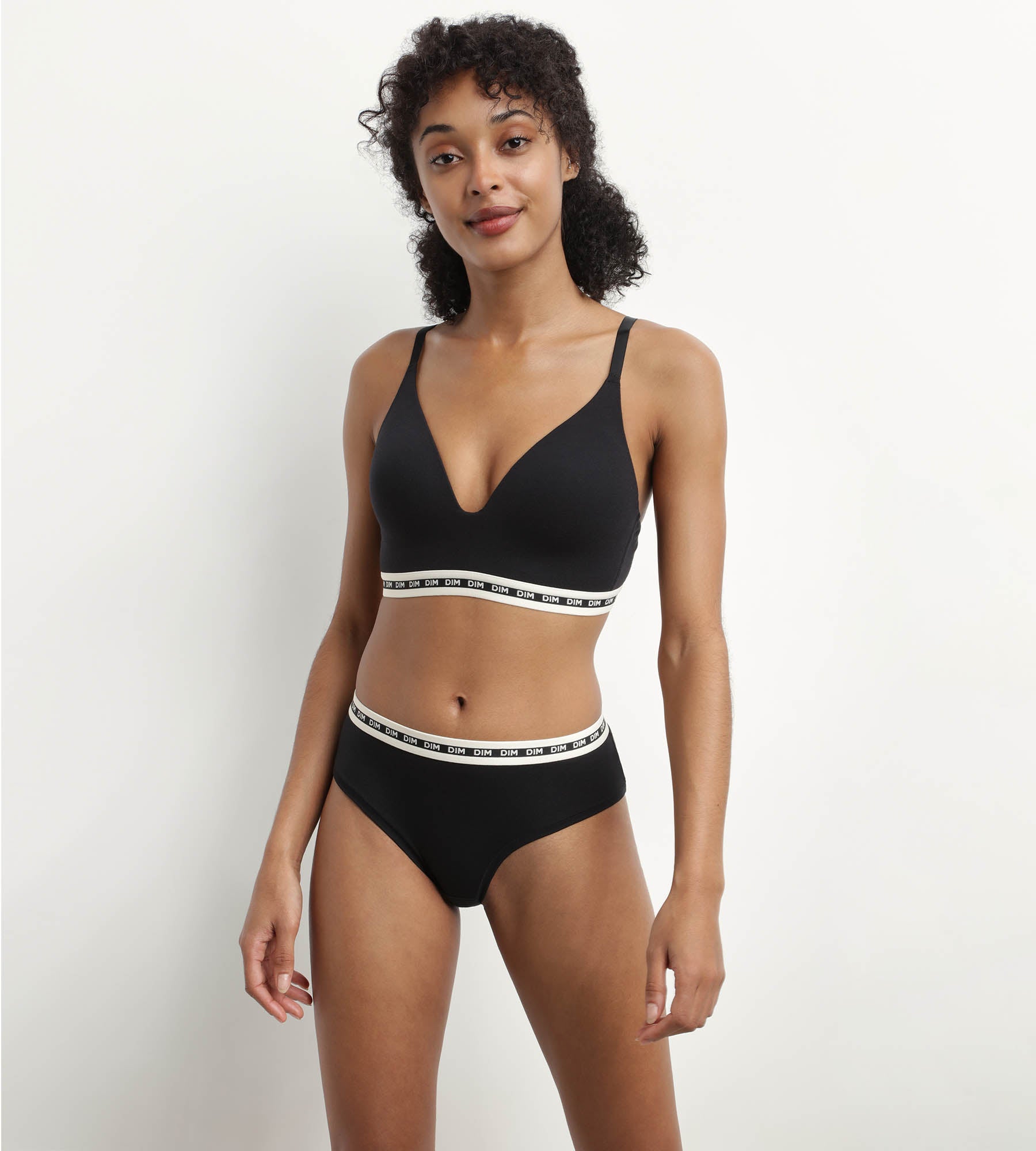 DIM Women's Black modal cotton shorty with contrasting waistband Dim Icon Essentiel