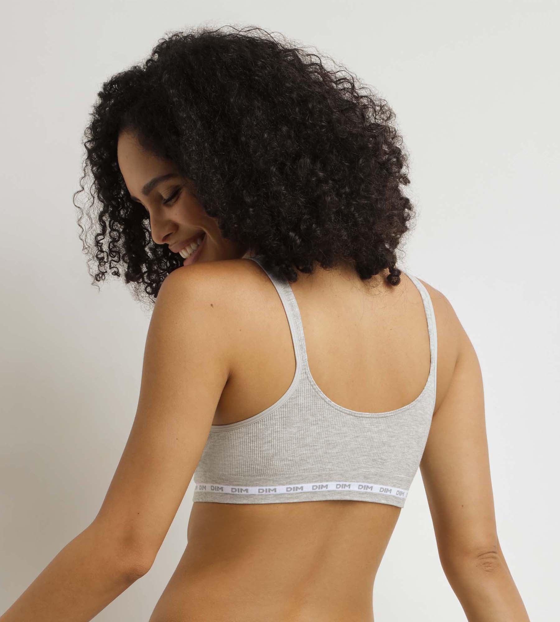 DIM Grey ribbed padded underwired bra Dim Icons