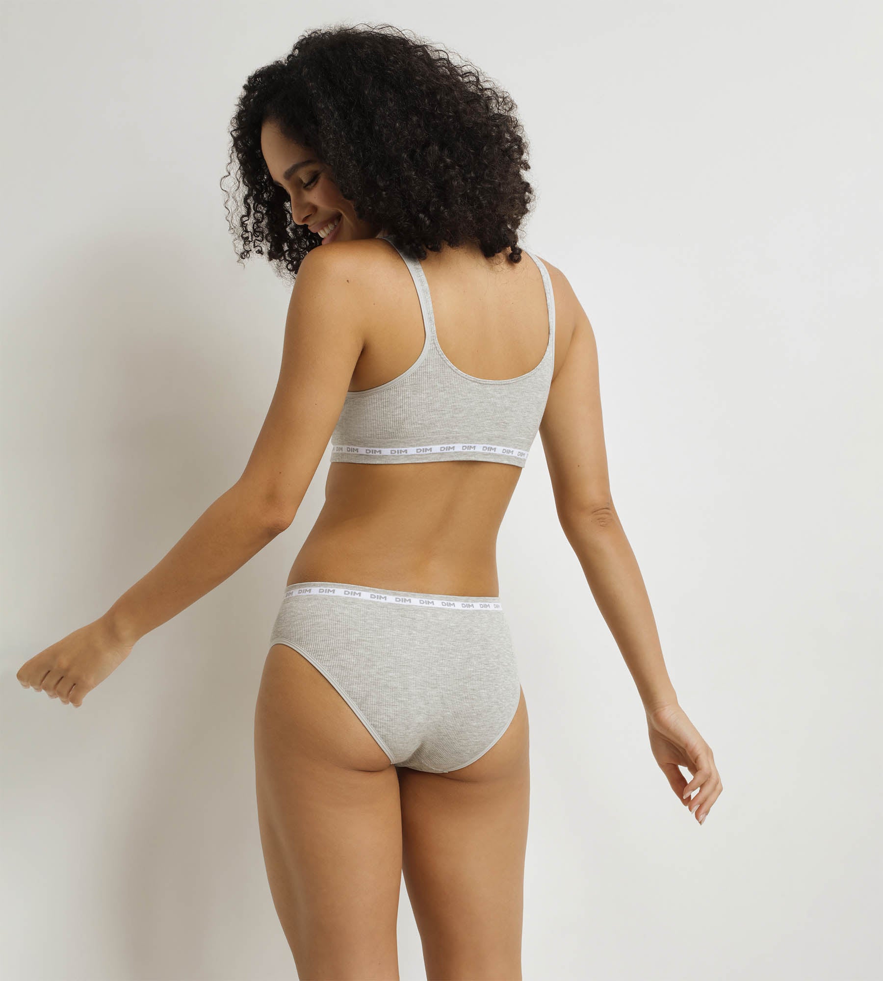 DIM Grey ribbed padded underwired bra Dim Icons