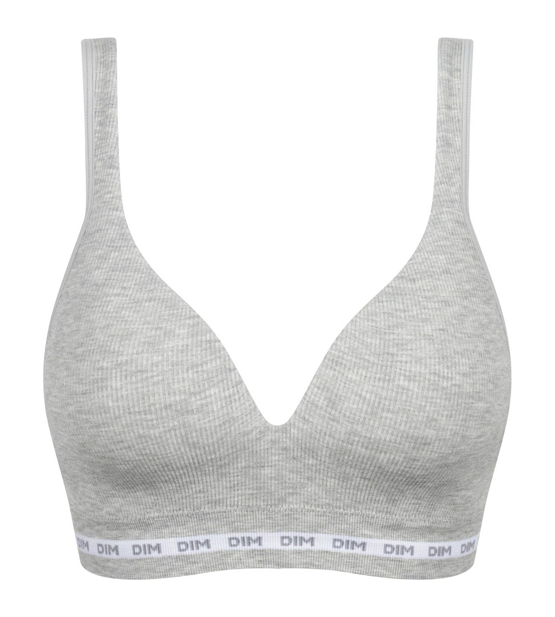 DIM Grey ribbed padded underwired bra Dim Icons