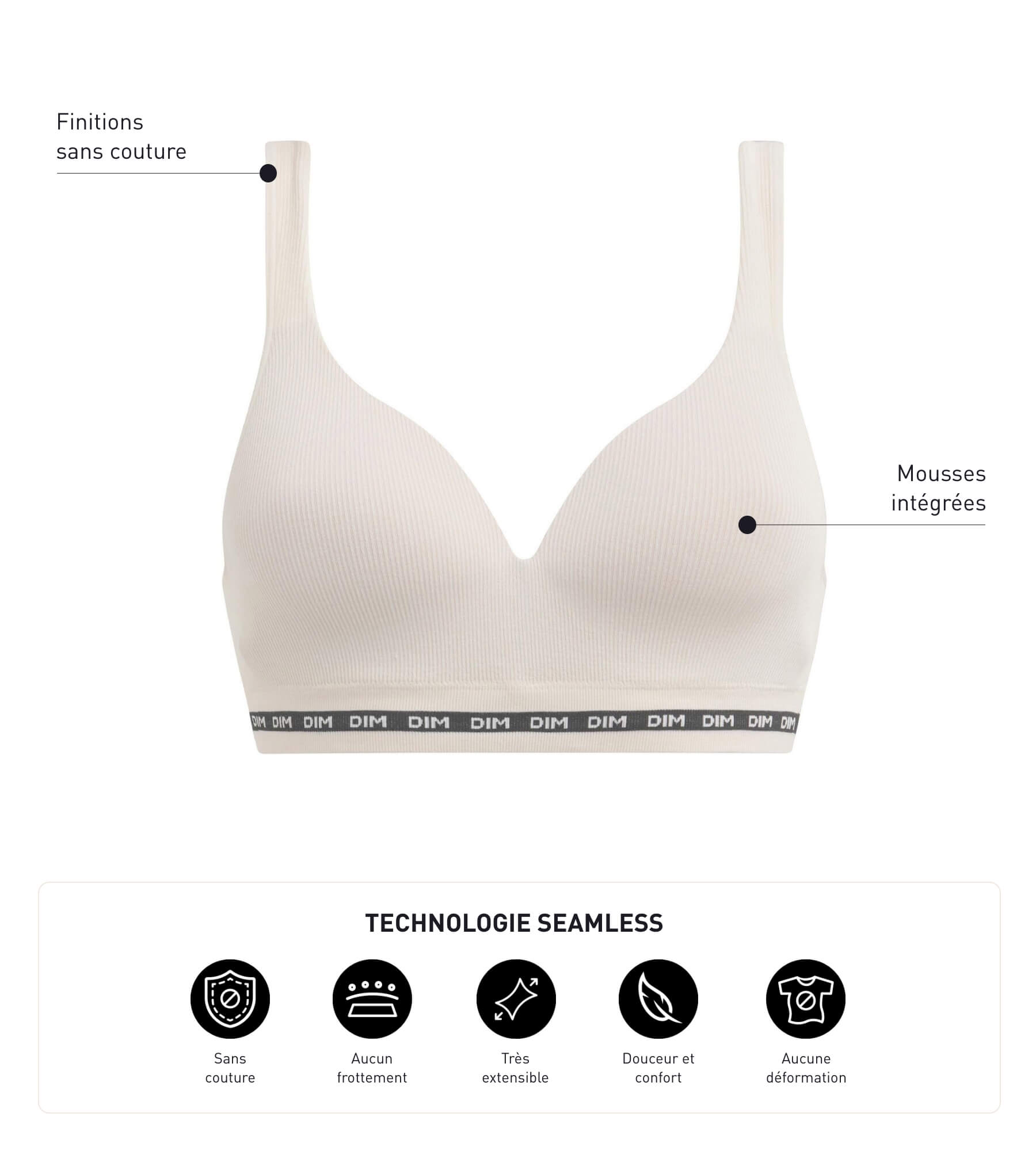 DIM Ribbed Beige bra underwired Dim Icon Seamless