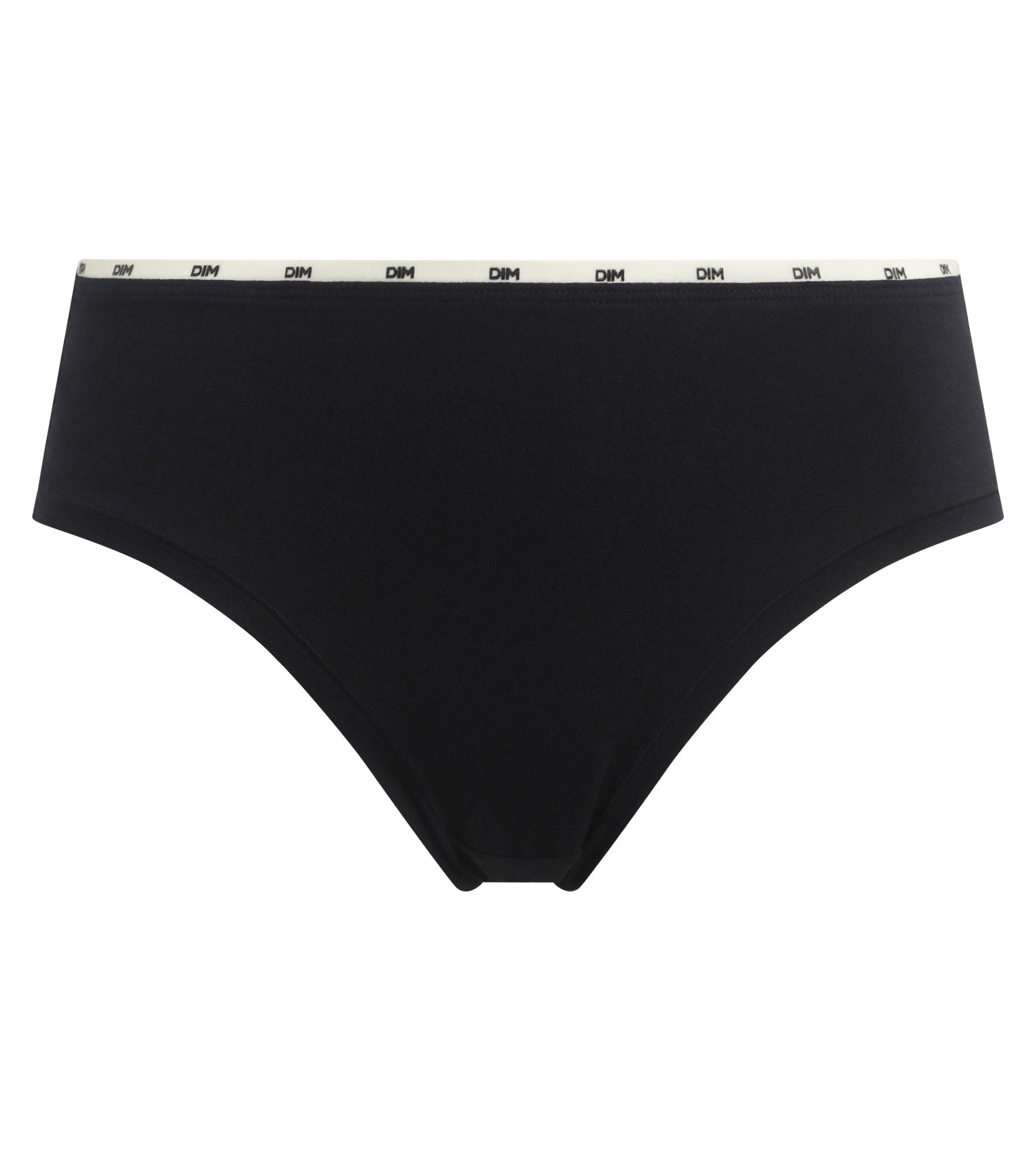DIM Women's stretch cotton briefs in black with Beige braid Dim Icon Essentiel