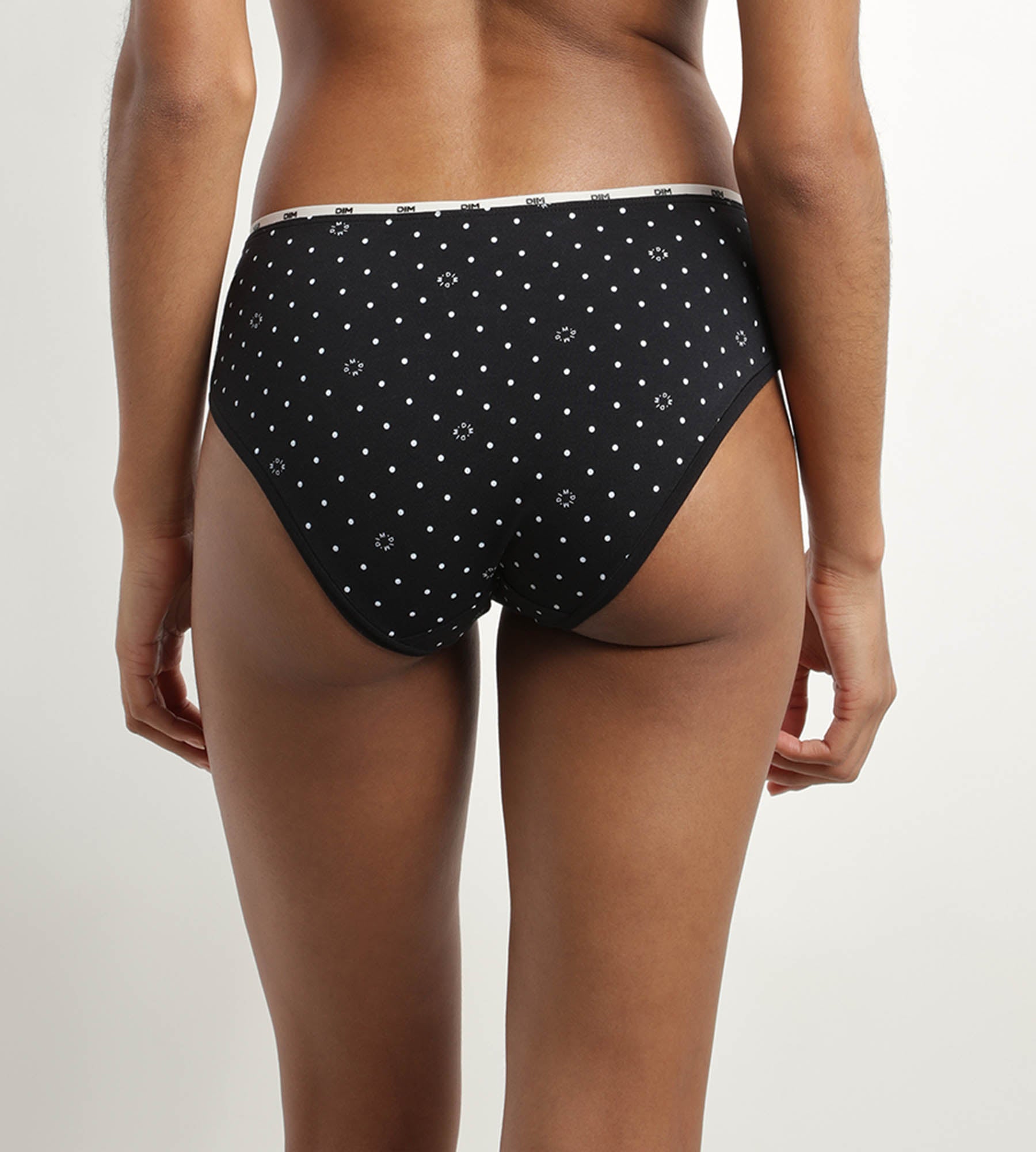 DIM Women's stretch cotton briefs black with logo pattern Dim Icon Essentiel