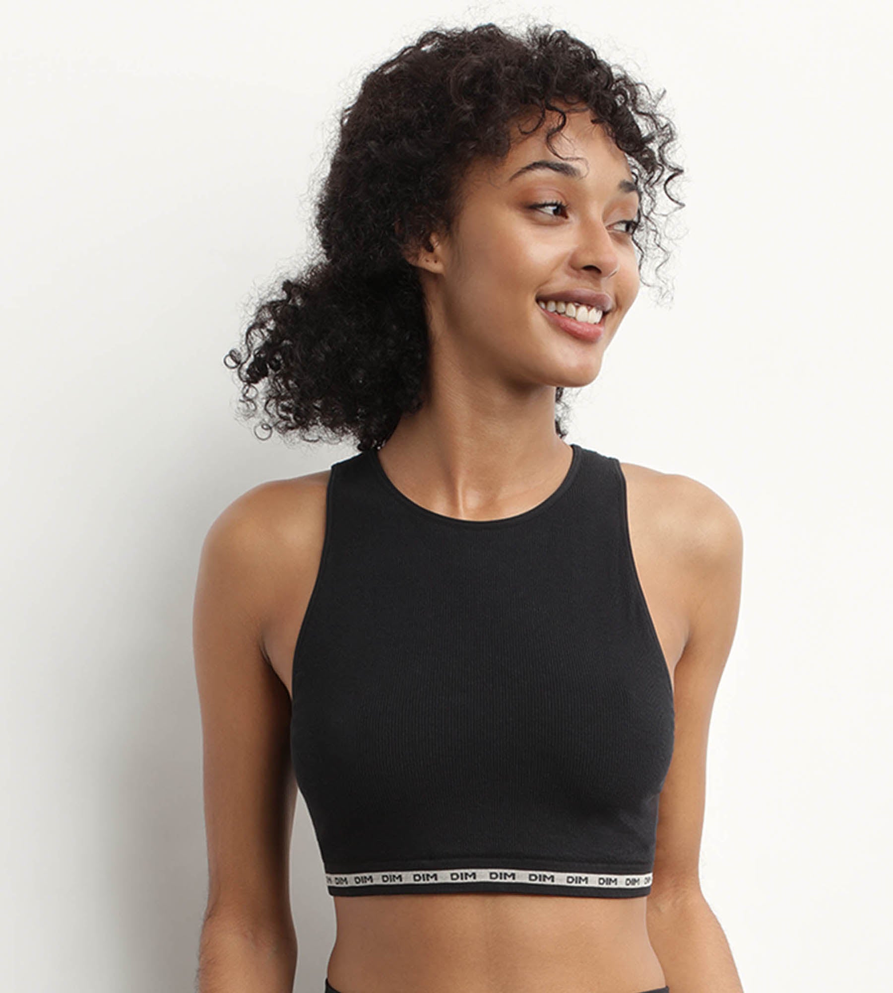 DIM Seamless Ribbed polyamide modal Crop Top in Black Dim Icons Seamless