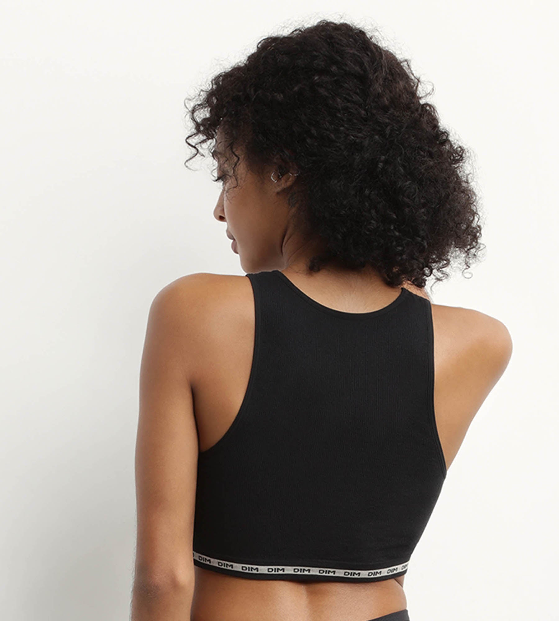 DIM Seamless Ribbed polyamide modal Crop Top in Black Dim Icons Seamless