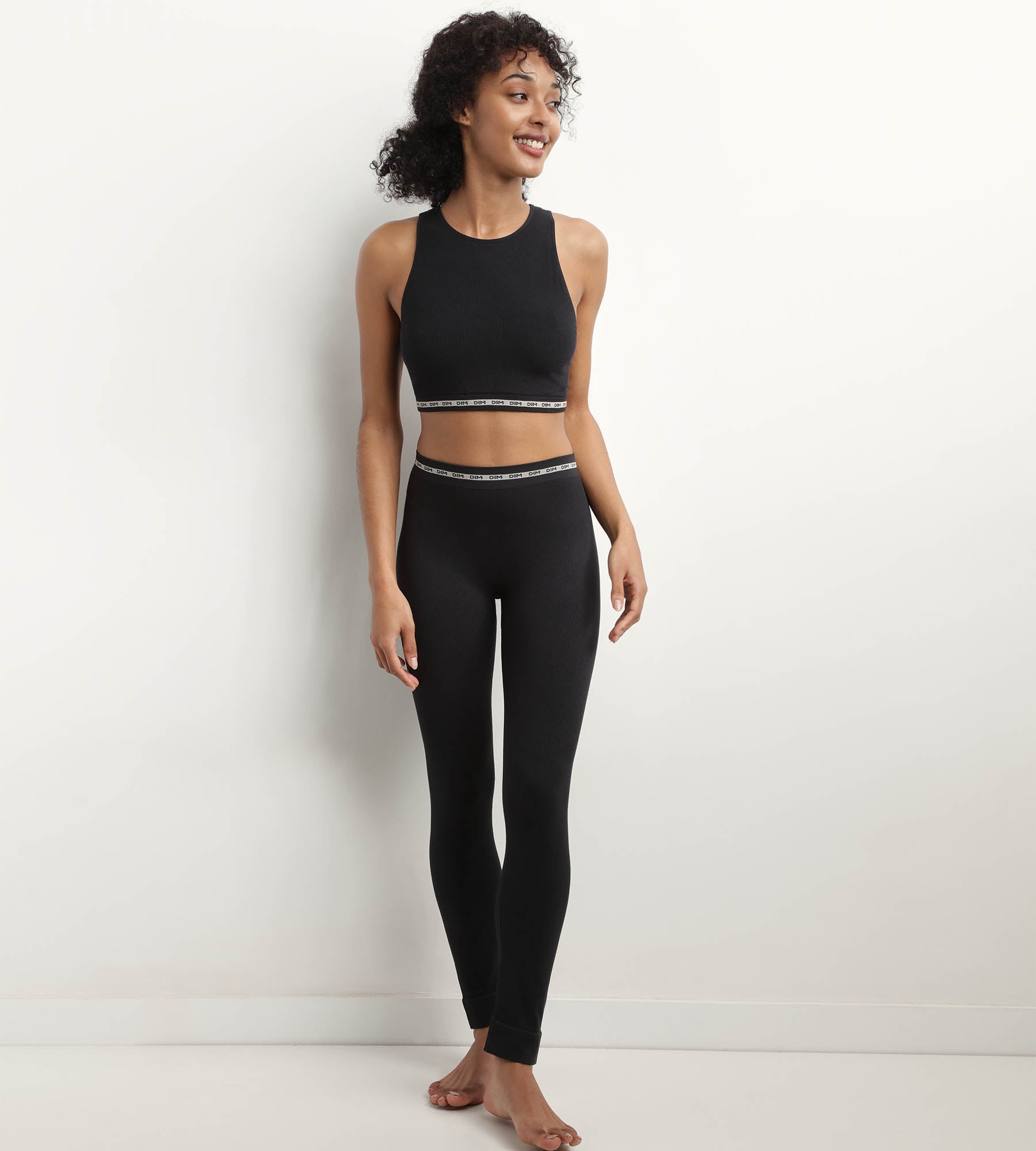 DIM Seamless Ribbed polyamide modal Crop Top in Black Dim Icons Seamless