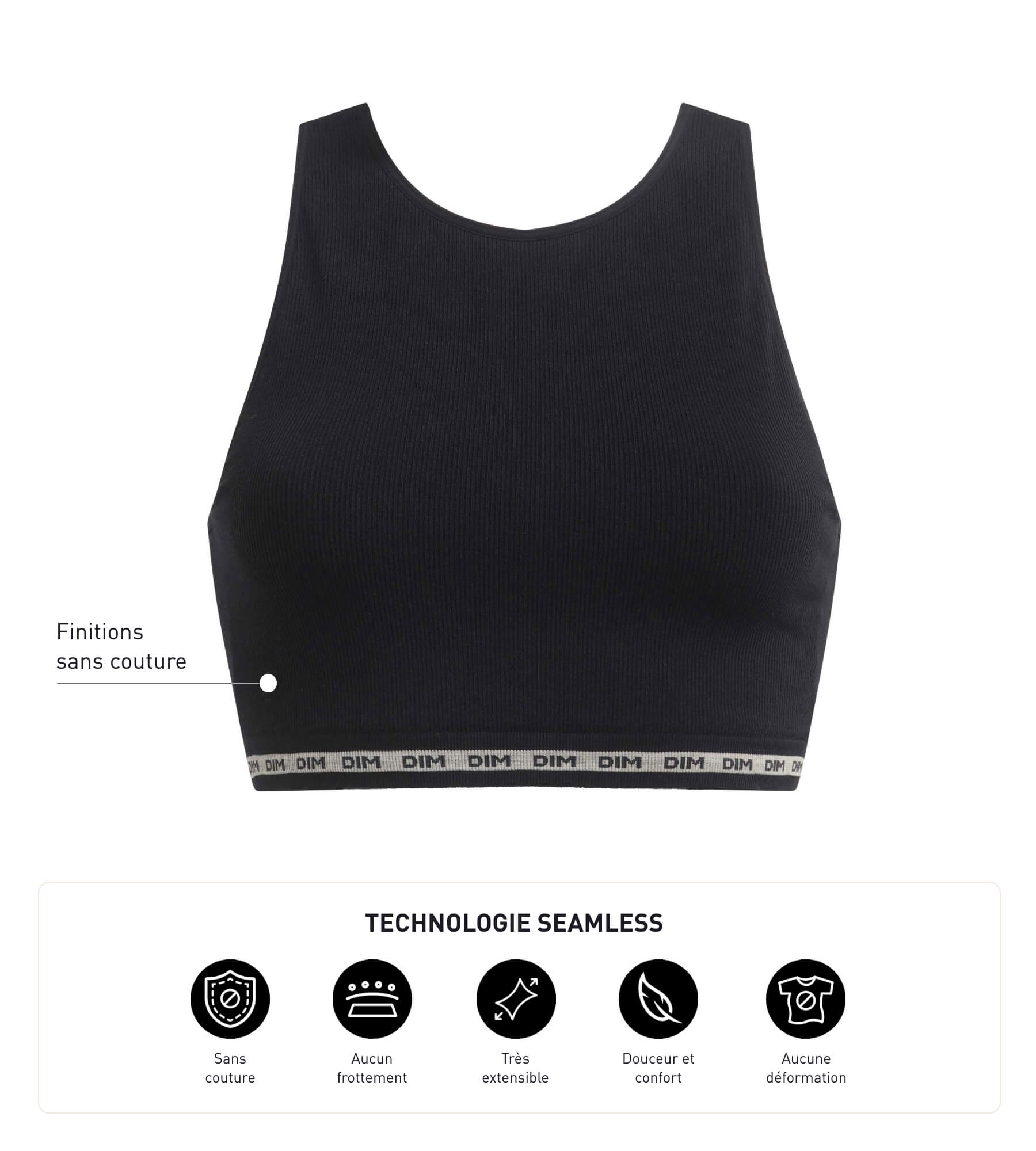 DIM Seamless Ribbed polyamide modal Crop Top in Black Dim Icons Seamless