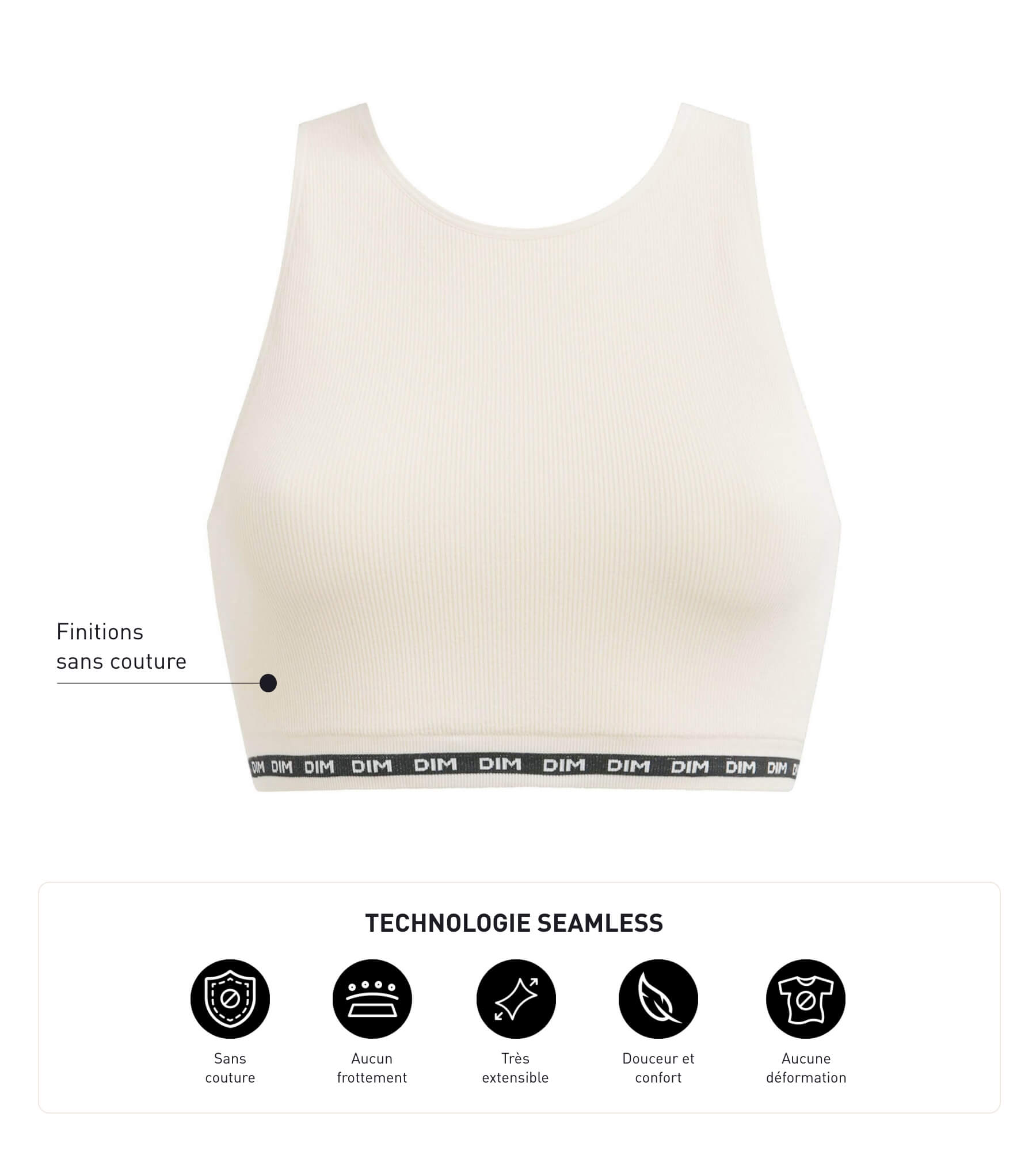 DIM Seamless Ribbed polyamide modal Crop Top in Beige Dim Icons Seamless
